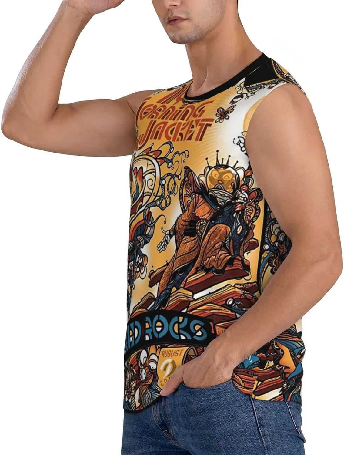 My Music Morning Jacket Men's Quick Dry Workout Tank Tops Sleeveless Moisture Wicking Muscle T-Shirts Breathable Vest