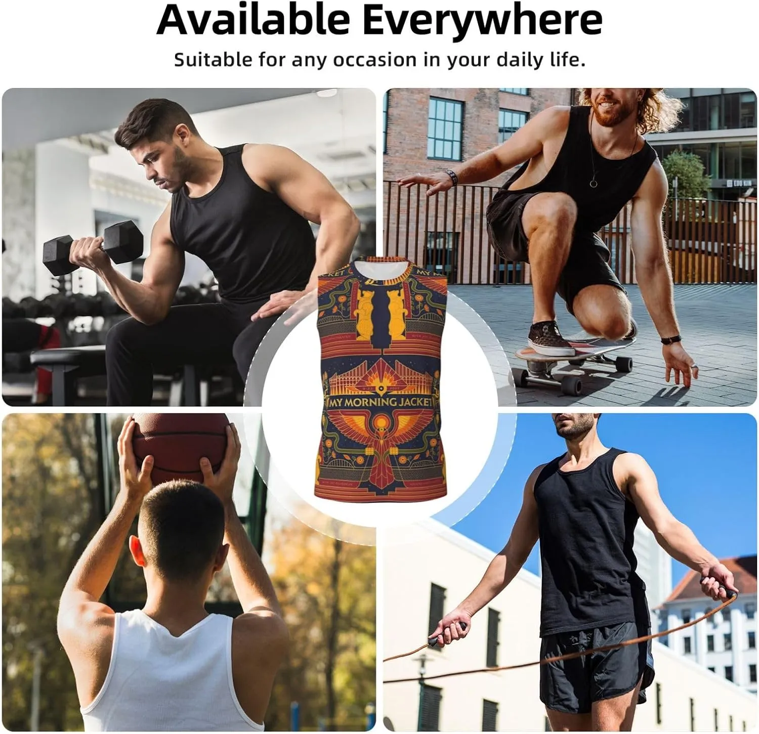 My Music Morning Jacket Men's Quick Dry Workout Tank Tops Sleeveless Moisture Wicking Muscle T-Shirts Breathable Vest