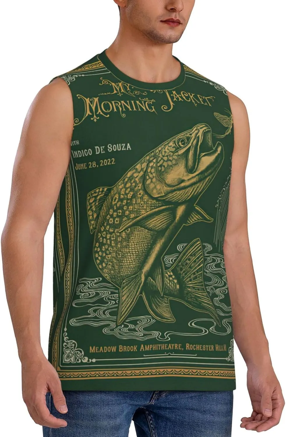 My Music Morning Jacket Men's Quick Dry Workout Tank Tops Sleeveless Moisture Wicking Muscle T-Shirts Breathable Vest