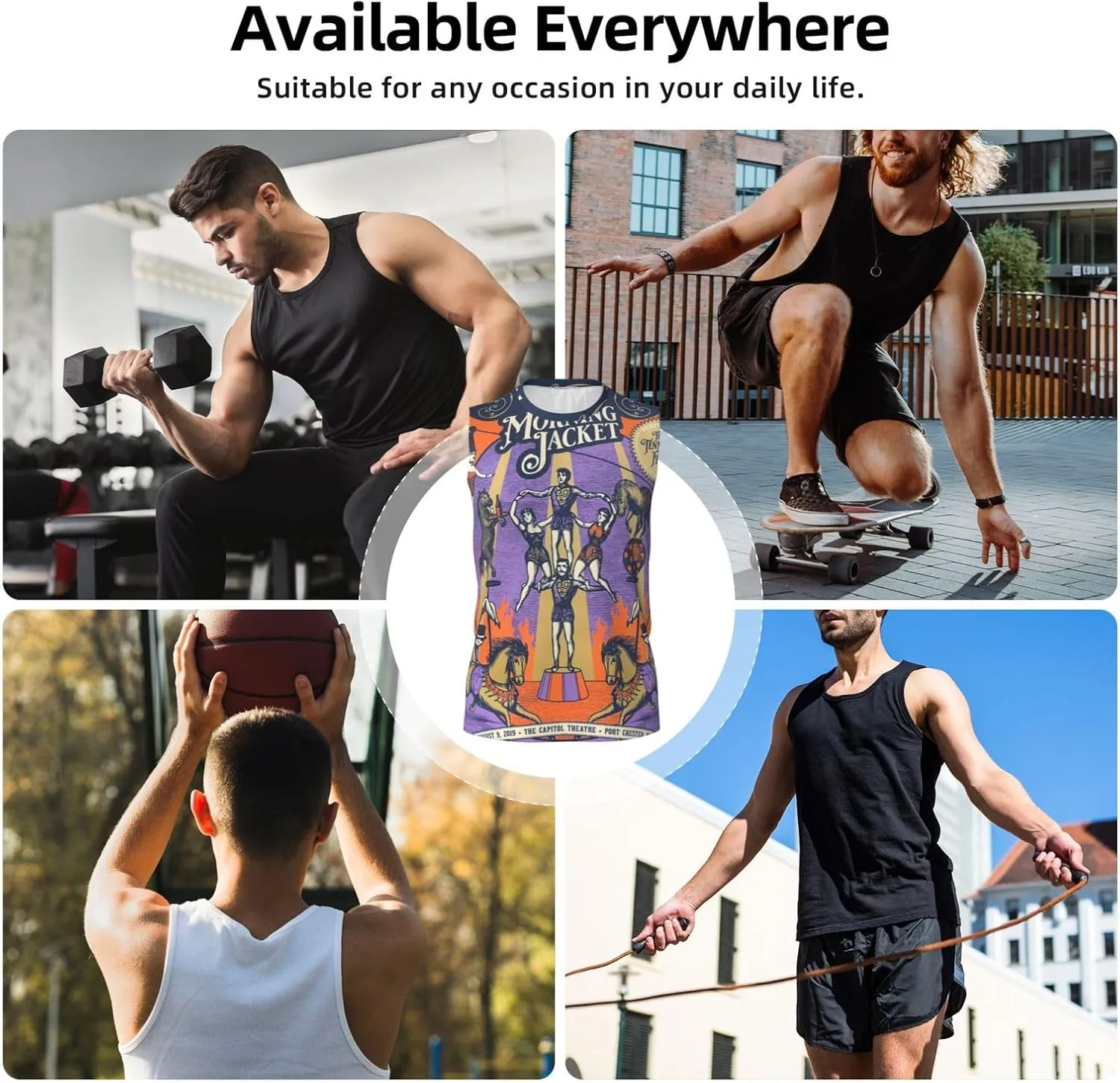 My Music Morning Jacket Men's Quick Dry Workout Tank Tops Sleeveless Moisture Wicking Muscle T-Shirts Breathable Vest
