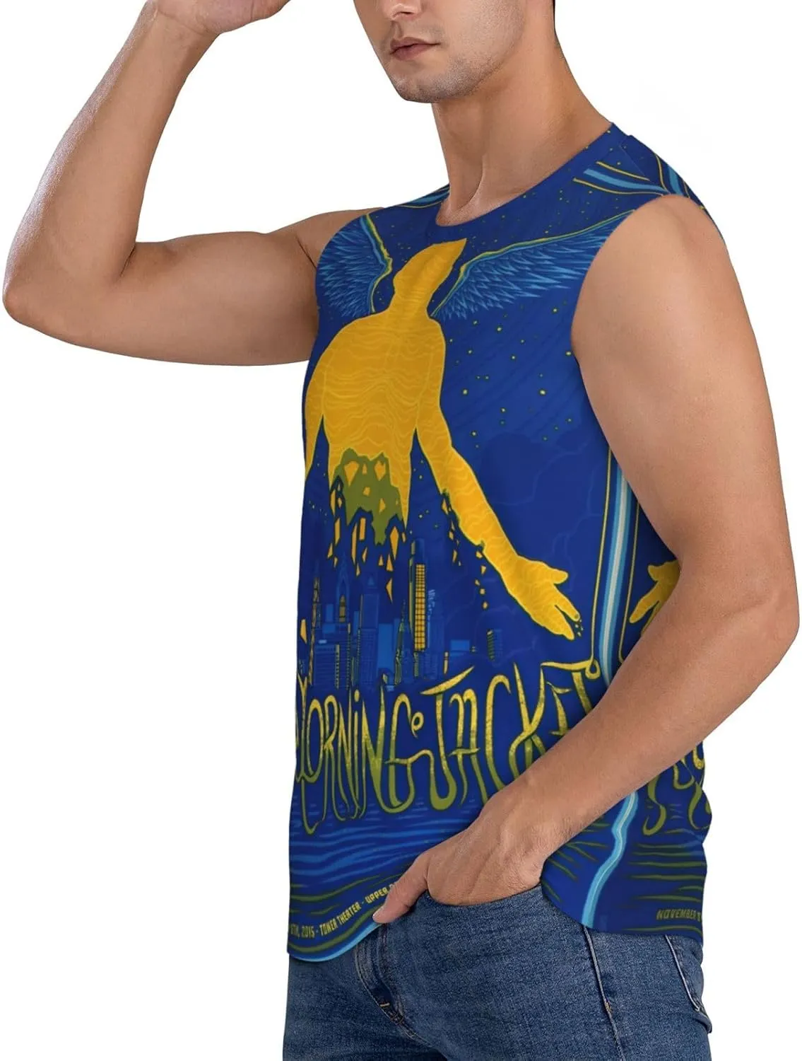 My Music Morning Jacket Men's Quick Dry Workout Tank Tops Sleeveless Moisture Wicking Muscle T-Shirts Breathable Vest