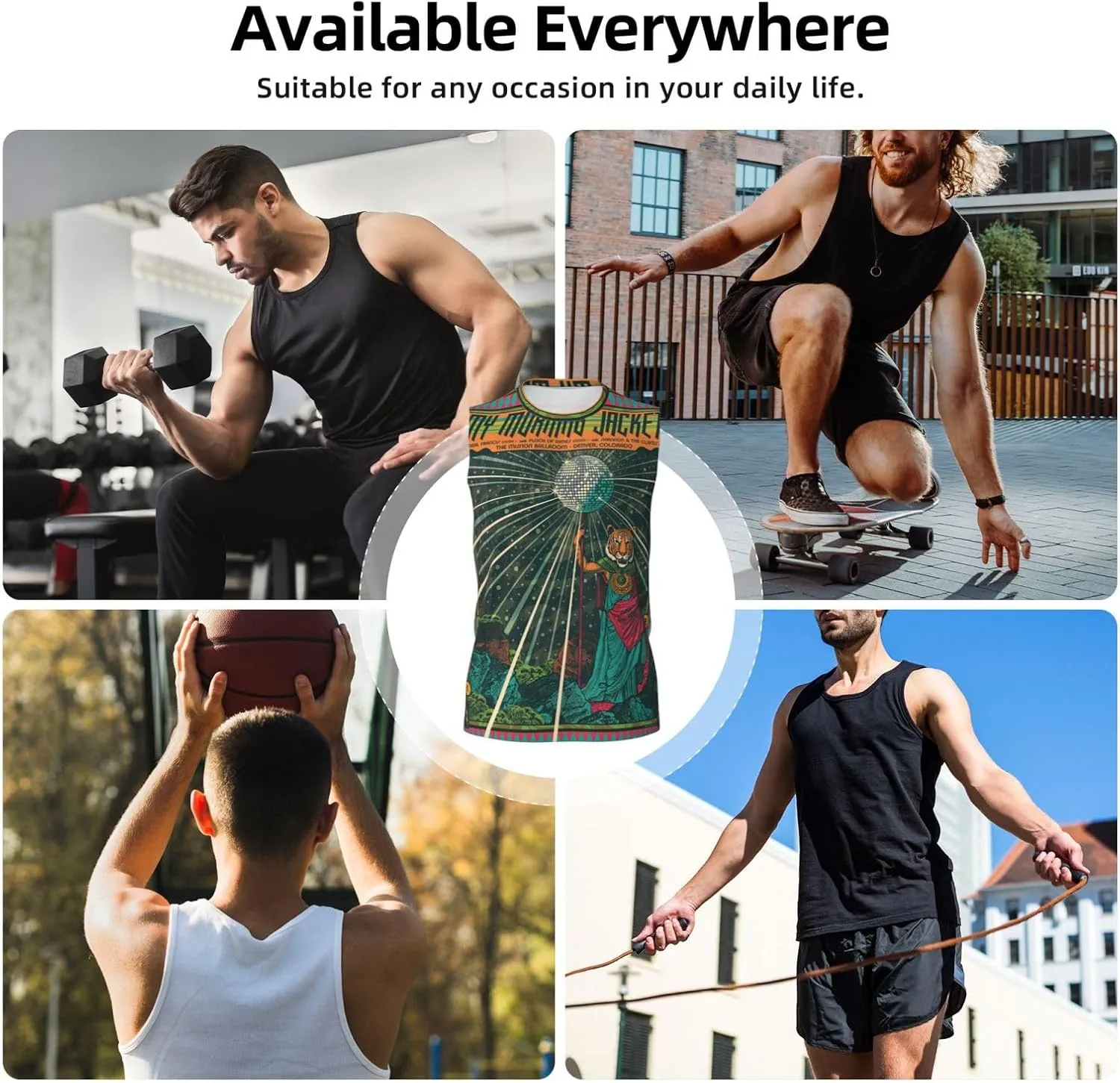 My Music Morning Jacket Men's Quick Dry Workout Tank Tops Sleeveless Moisture Wicking Muscle T-Shirts Breathable Vest
