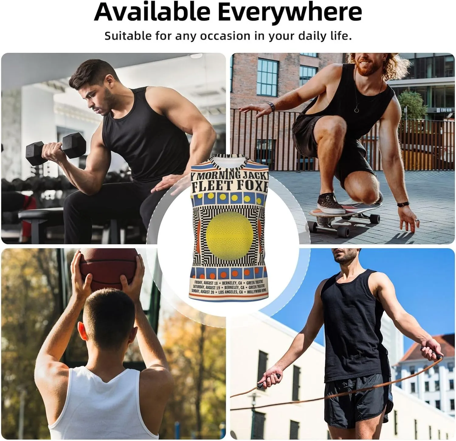 My Music Morning Jacket Men's Quick Dry Workout Tank Tops Sleeveless Moisture Wicking Muscle T-Shirts Breathable Vest