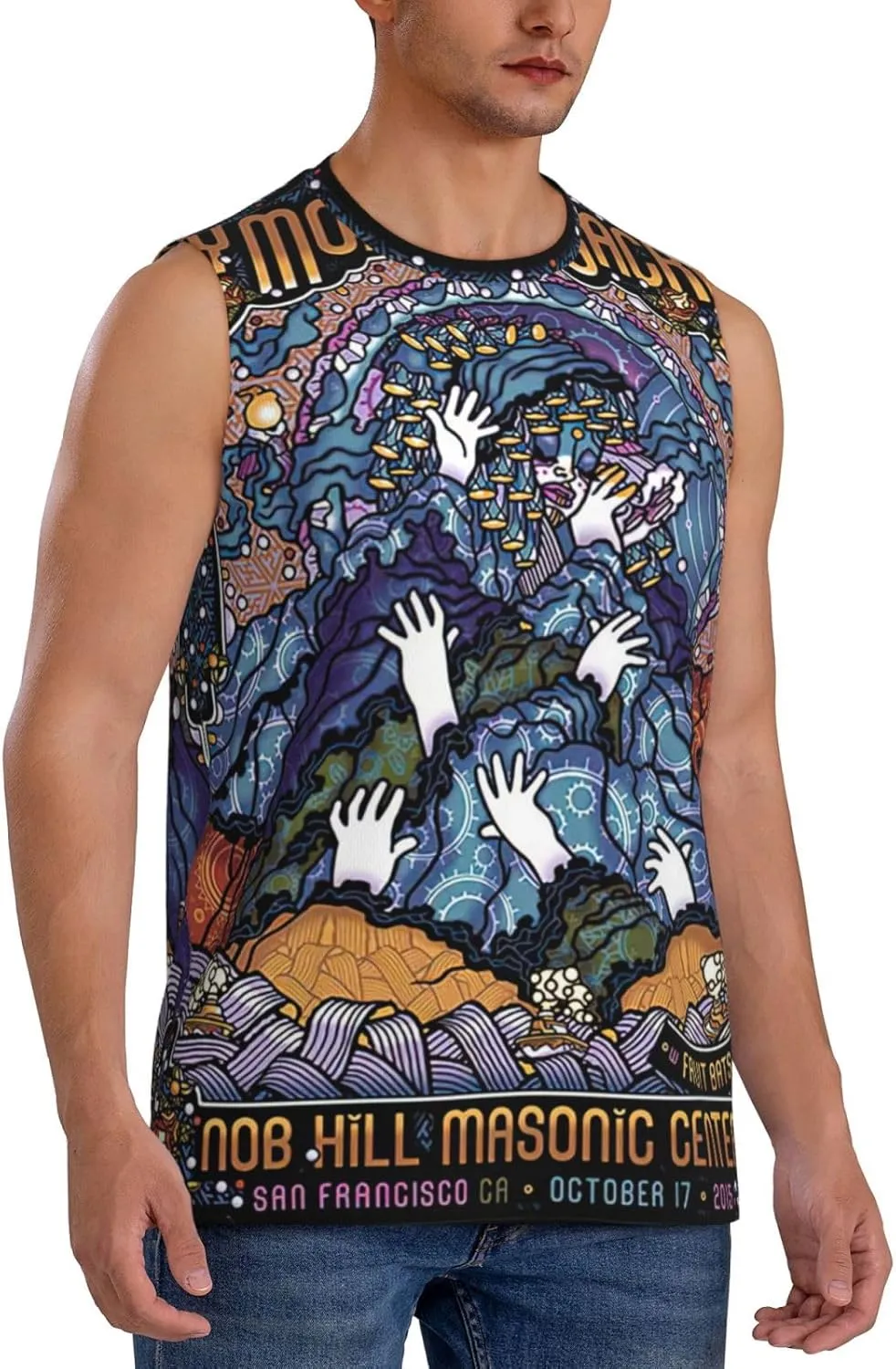 My Music Morning Jacket Men's Quick Dry Workout Tank Tops Sleeveless Moisture Wicking Muscle T-Shirts Breathable Vest
