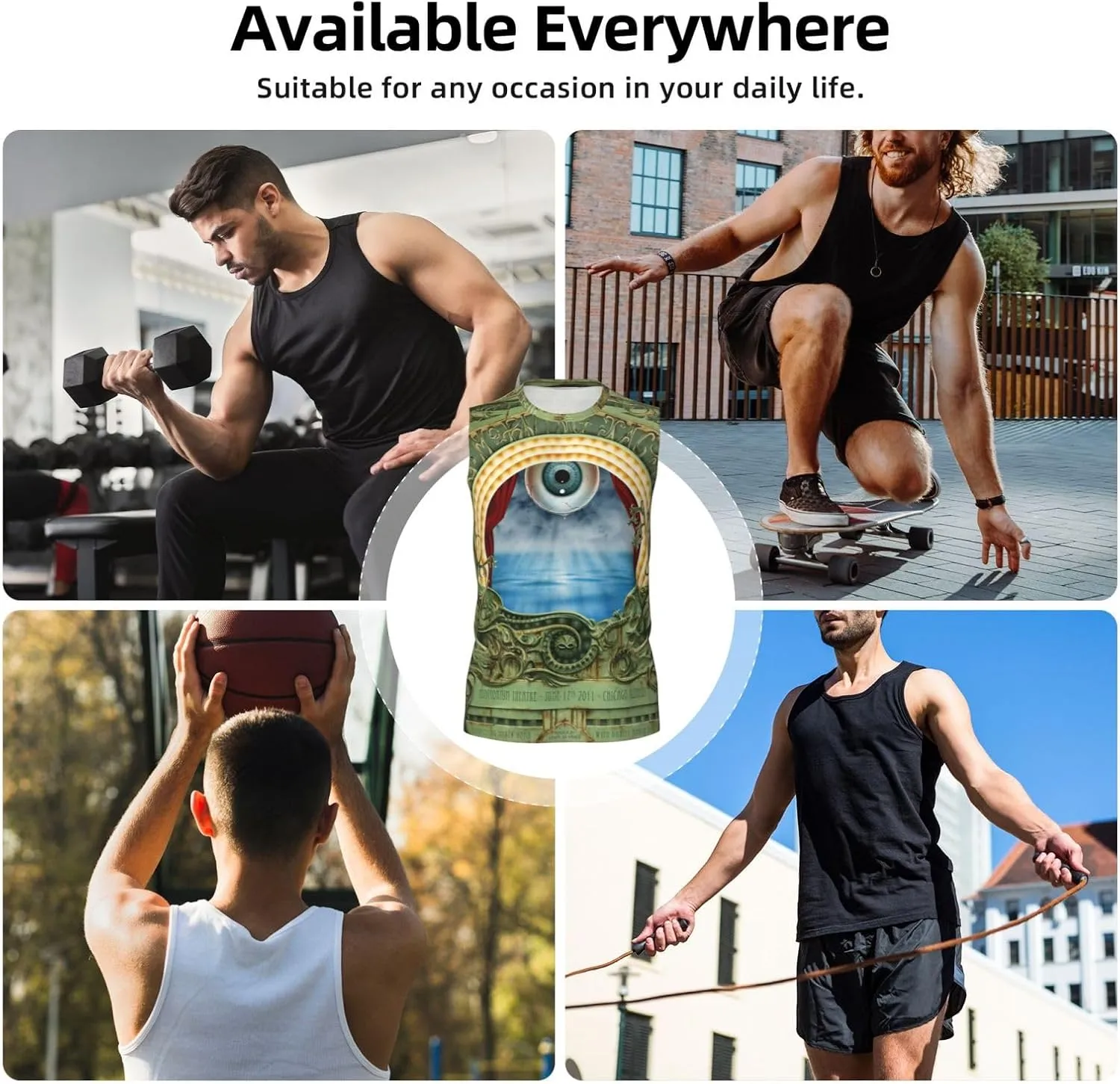 My Music Morning Jacket Men's Quick Dry Workout Tank Tops Sleeveless Moisture Wicking Muscle T-Shirts Breathable Vest