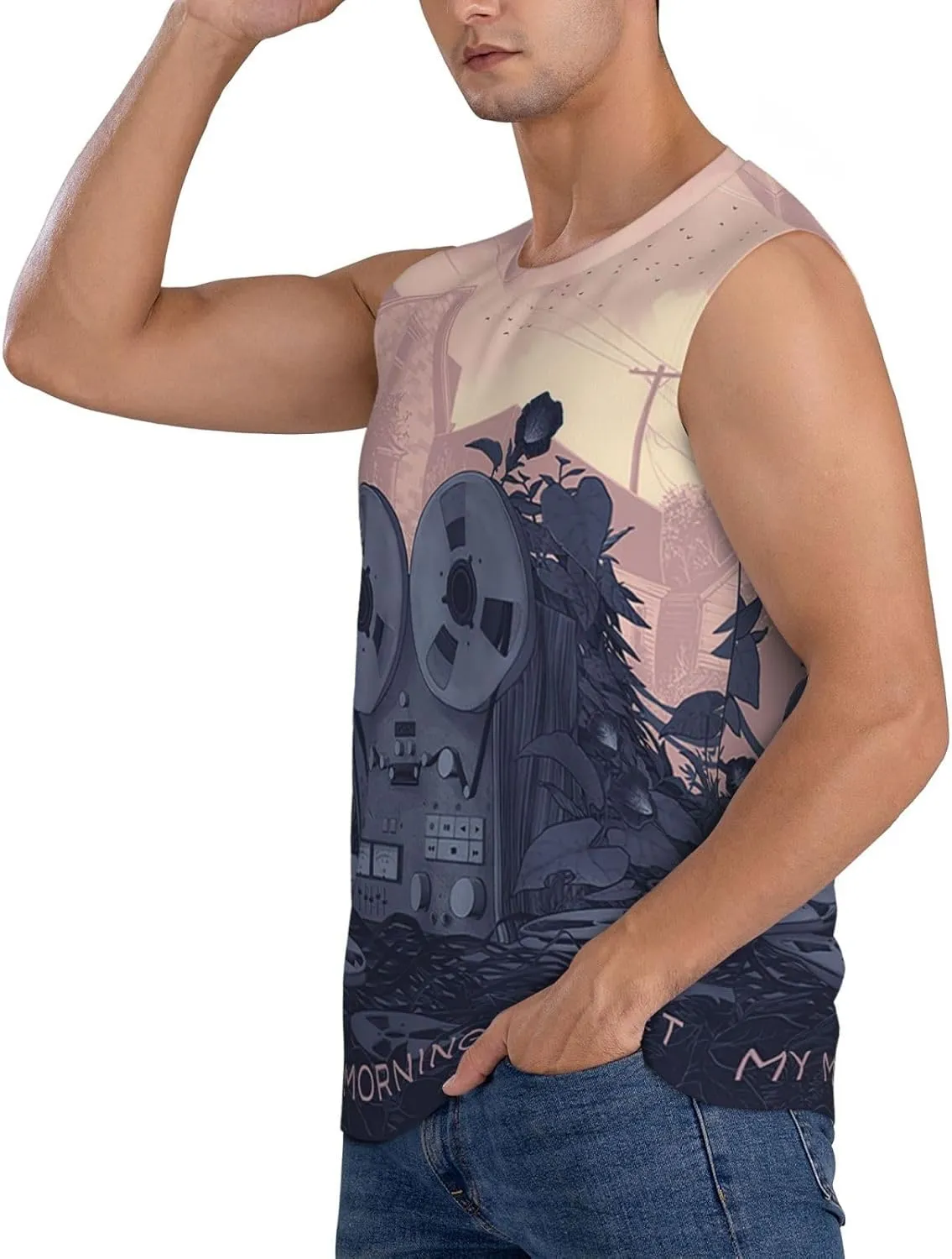 My Music Morning Jacket Men's Quick Dry Workout Tank Tops Sleeveless Moisture Wicking Muscle T-Shirts Breathable Vest