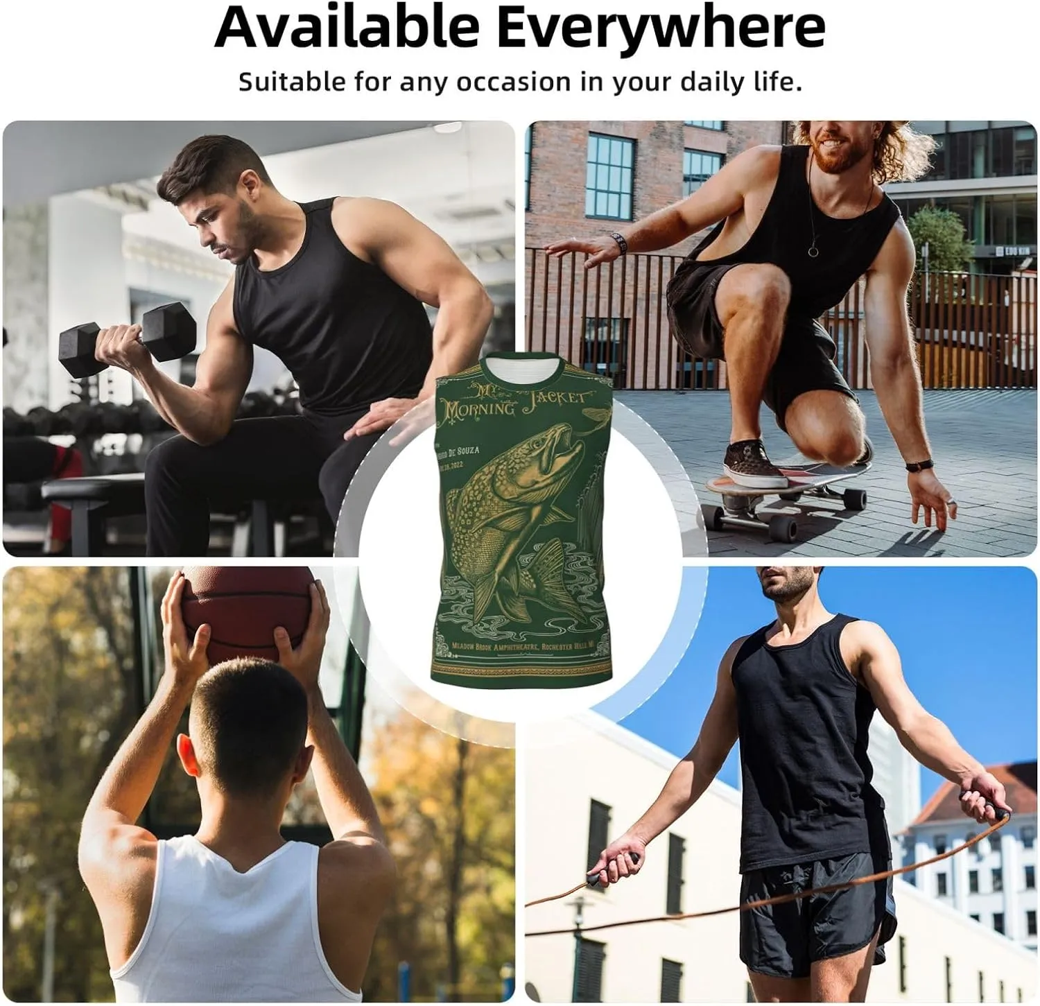 My Music Morning Jacket Men's Quick Dry Workout Tank Tops Sleeveless Moisture Wicking Muscle T-Shirts Breathable Vest