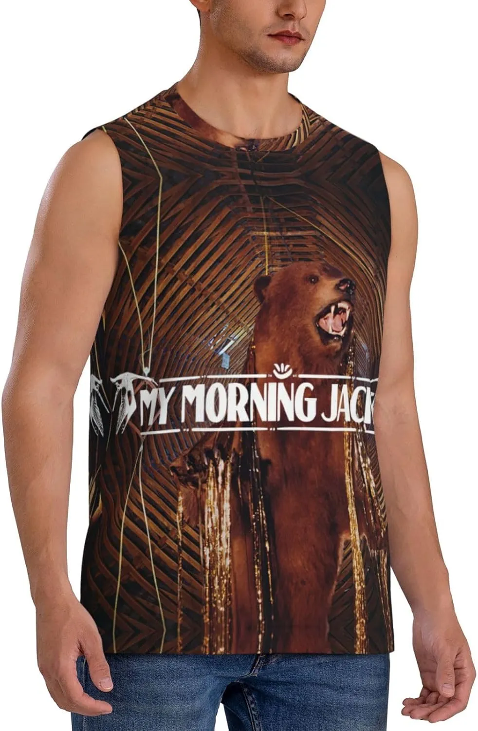 My Music Morning Jacket Men's Quick Dry Workout Tank Tops Sleeveless Moisture Wicking Muscle T-Shirts Breathable Vest