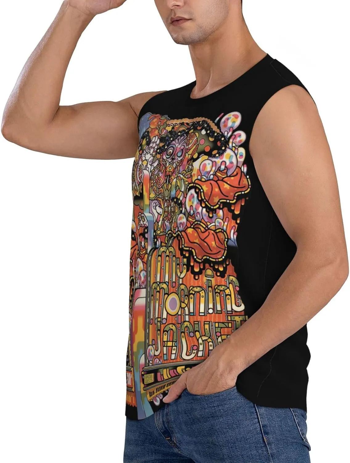 My Music Morning Jacket Men's Quick Dry Workout Tank Tops Sleeveless Moisture Wicking Muscle T-Shirts Breathable Vest
