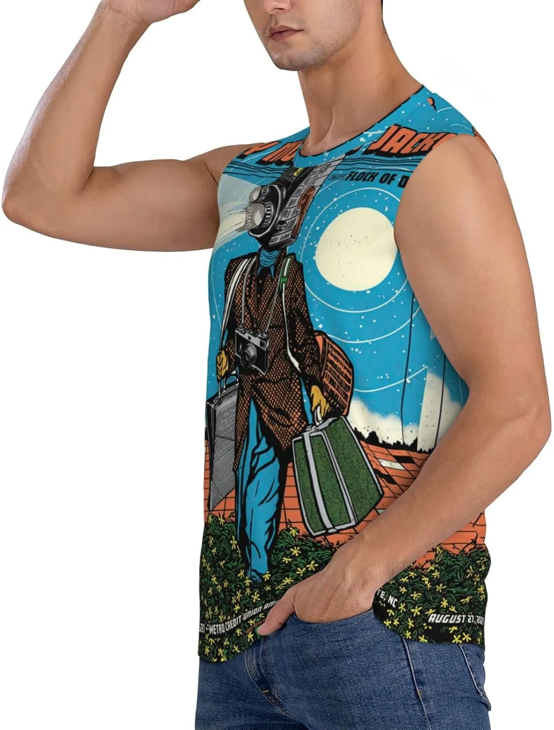 My Music Morning Jacket Men's Quick Dry Workout Tank Tops Sleeveless Moisture Wicking Muscle T-Shirts Breathable Vest