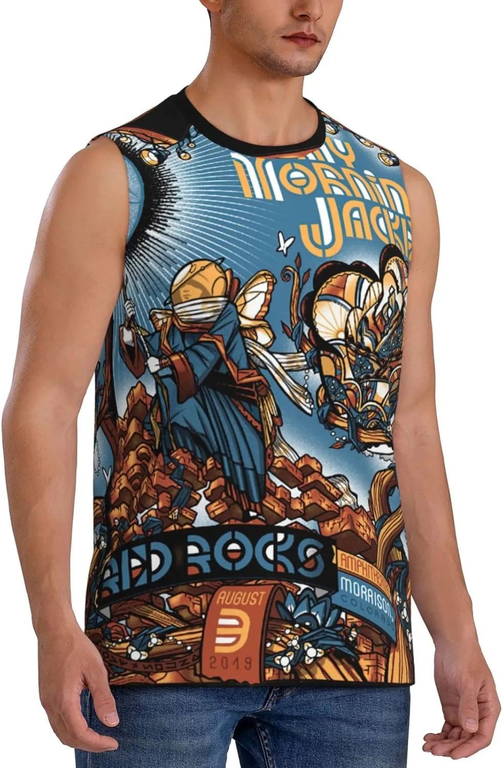 My Music Morning Jacket Men's Quick Dry Workout Tank Tops Sleeveless Moisture Wicking Muscle T-Shirts Breathable Vest