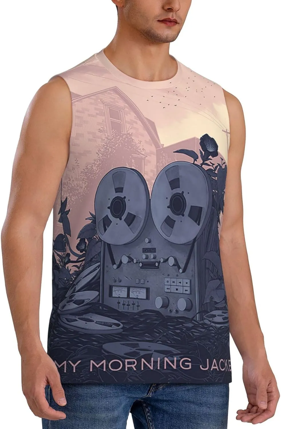 My Music Morning Jacket Men's Quick Dry Workout Tank Tops Sleeveless Moisture Wicking Muscle T-Shirts Breathable Vest