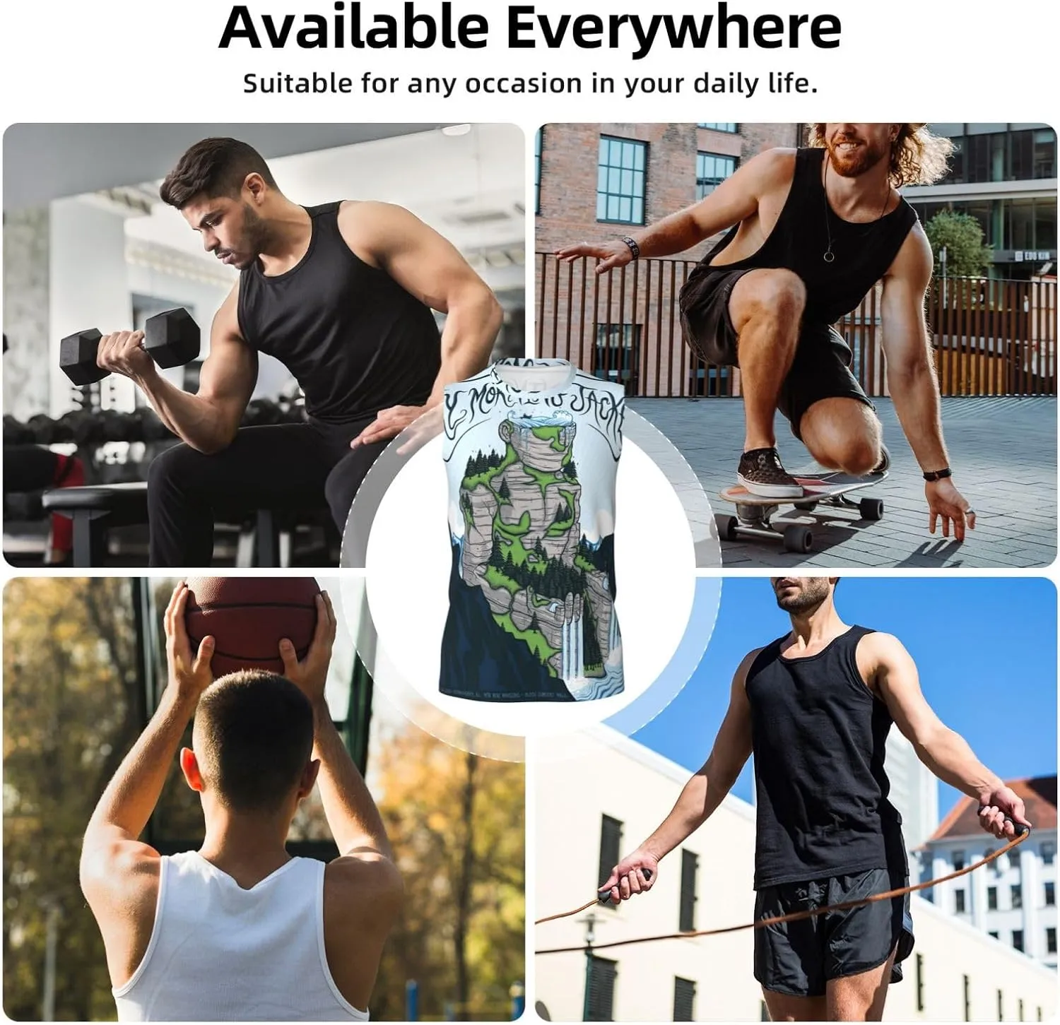 My Music Morning Jacket Men's Quick Dry Workout Tank Tops Sleeveless Moisture Wicking Muscle T-Shirts Breathable Vest