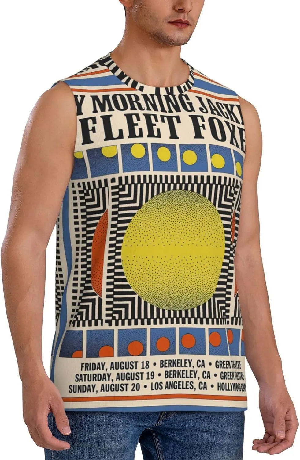 My Music Morning Jacket Men's Quick Dry Workout Tank Tops Sleeveless Moisture Wicking Muscle T-Shirts Breathable Vest