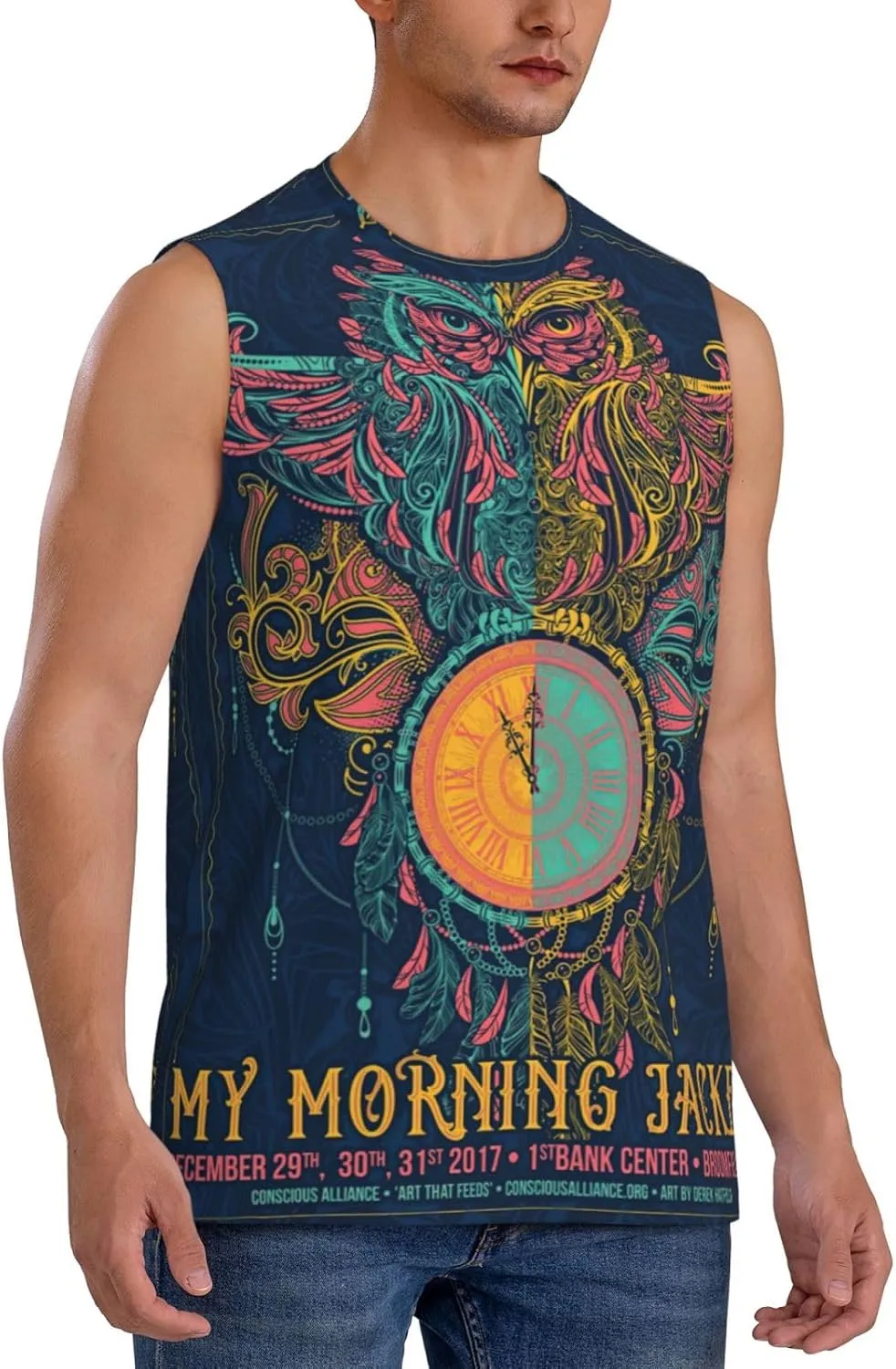 My Music Morning Jacket Men's Quick Dry Workout Tank Tops Sleeveless Moisture Wicking Muscle T-Shirts Breathable Vest