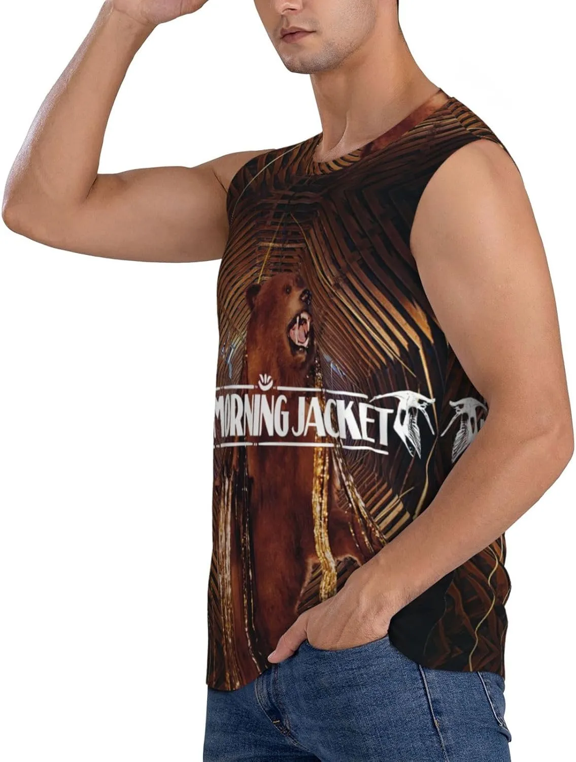 My Music Morning Jacket Men's Quick Dry Workout Tank Tops Sleeveless Moisture Wicking Muscle T-Shirts Breathable Vest