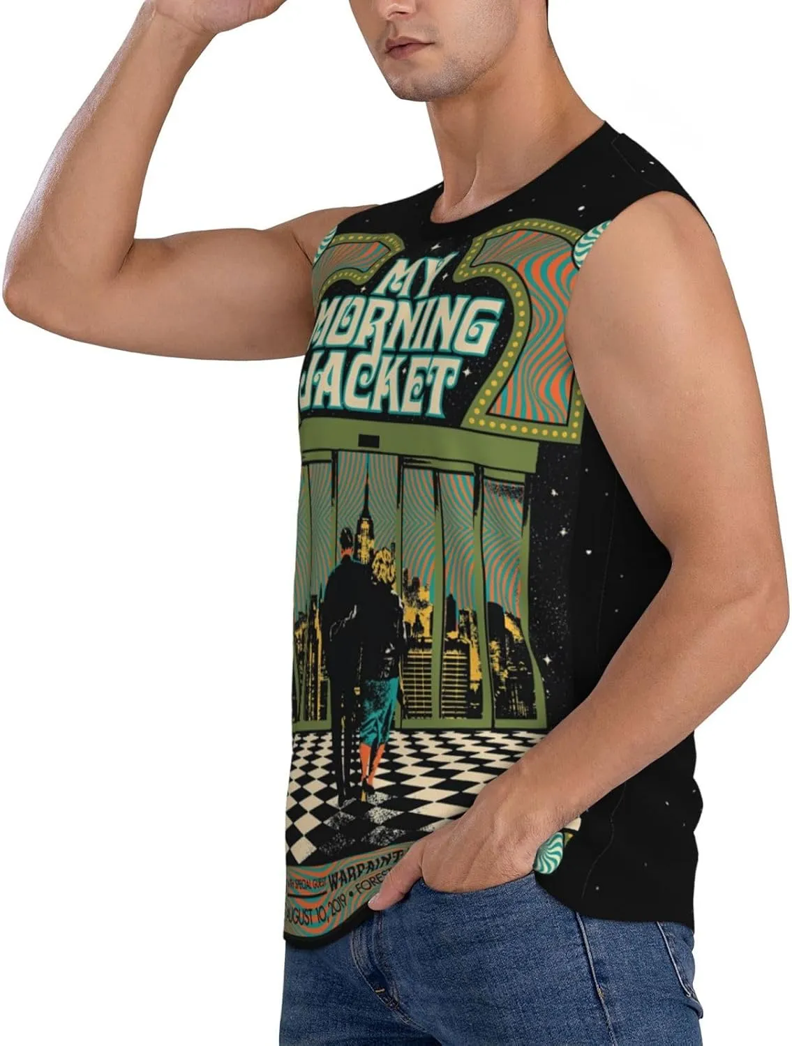 My Music Morning Jacket Men's Quick Dry Workout Tank Tops Sleeveless Moisture Wicking Muscle T-Shirts Breathable Vest