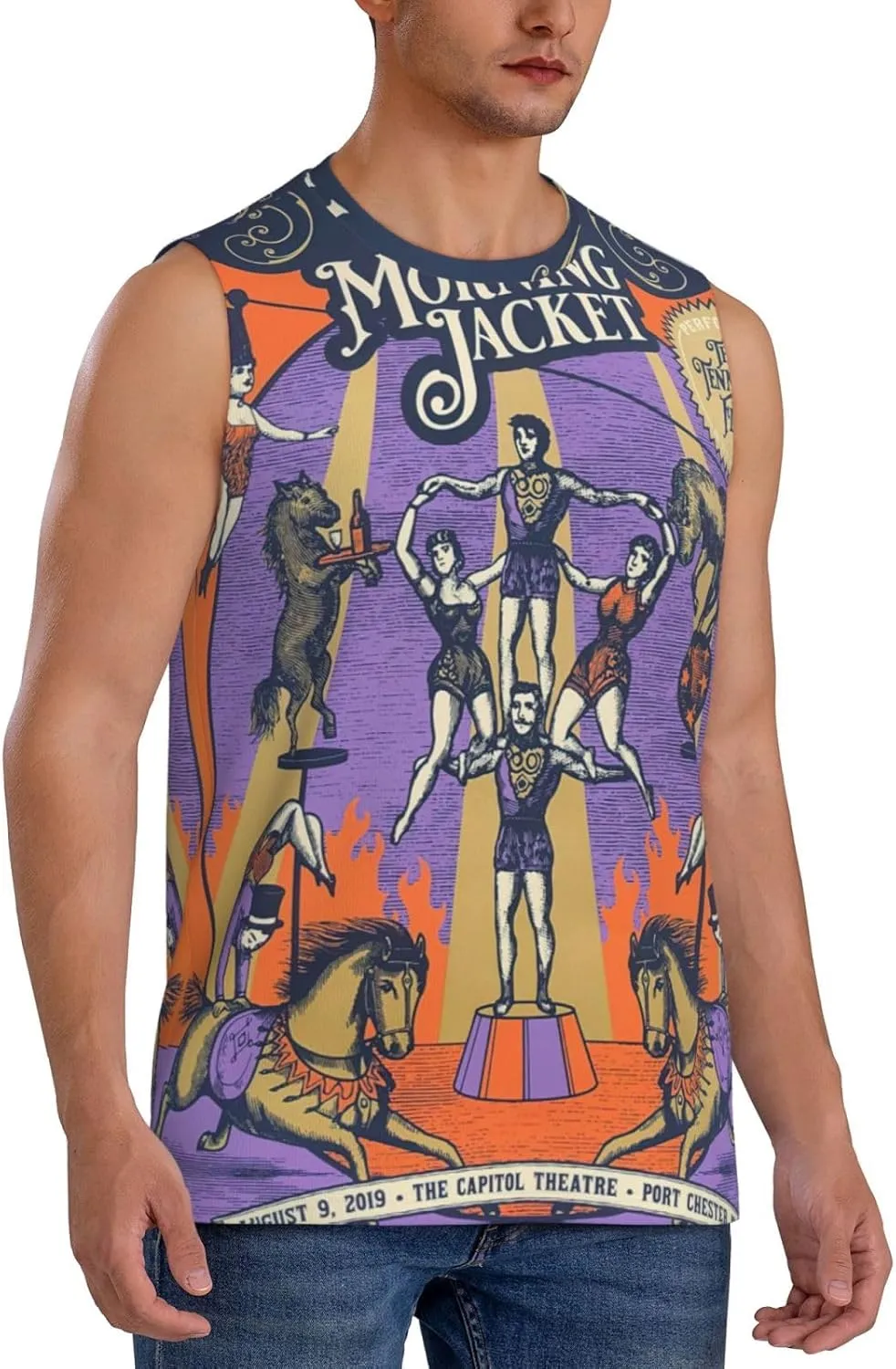My Music Morning Jacket Men's Quick Dry Workout Tank Tops Sleeveless Moisture Wicking Muscle T-Shirts Breathable Vest