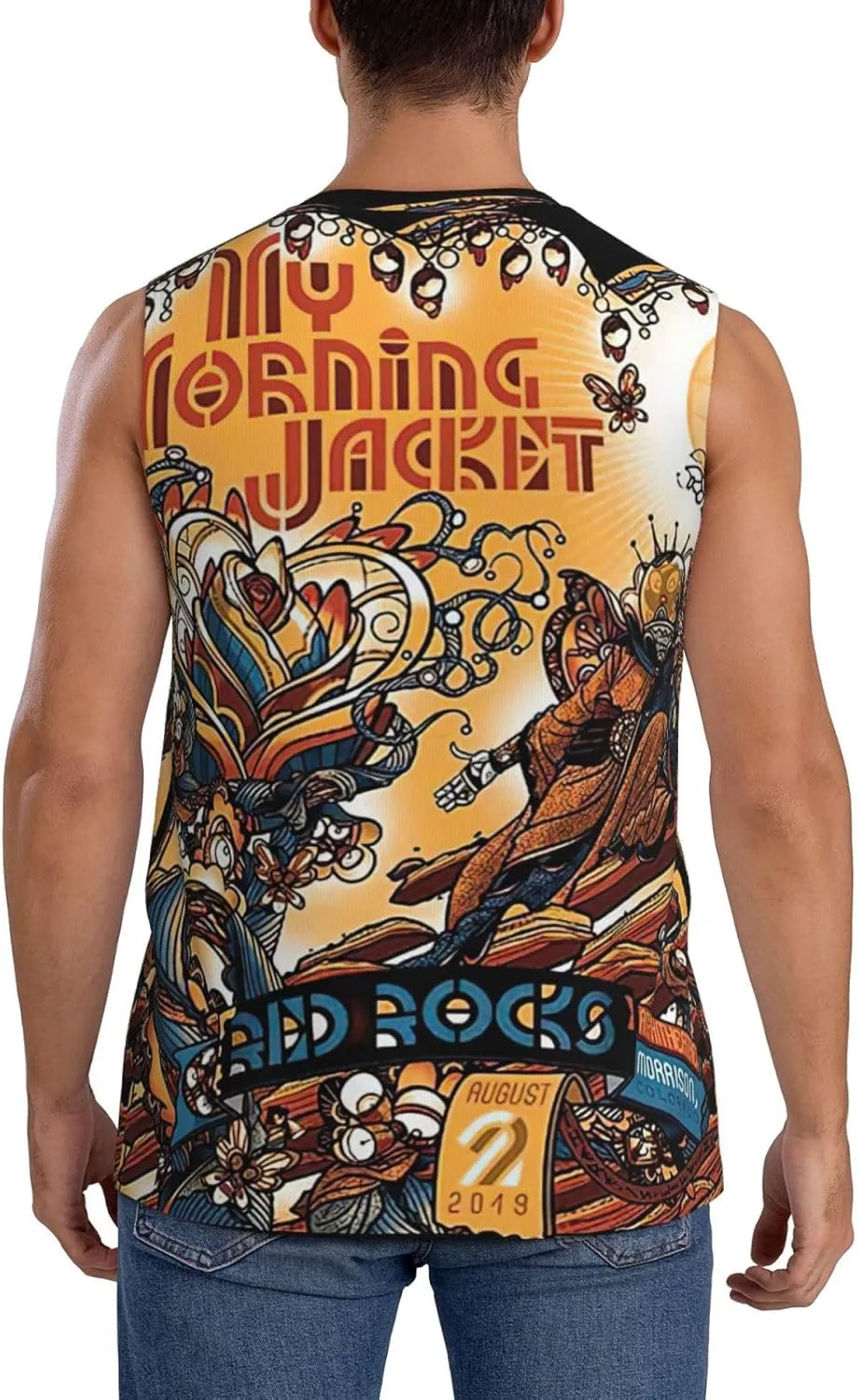 My Music Morning Jacket Men's Quick Dry Workout Tank Tops Sleeveless Moisture Wicking Muscle T-Shirts Breathable Vest
