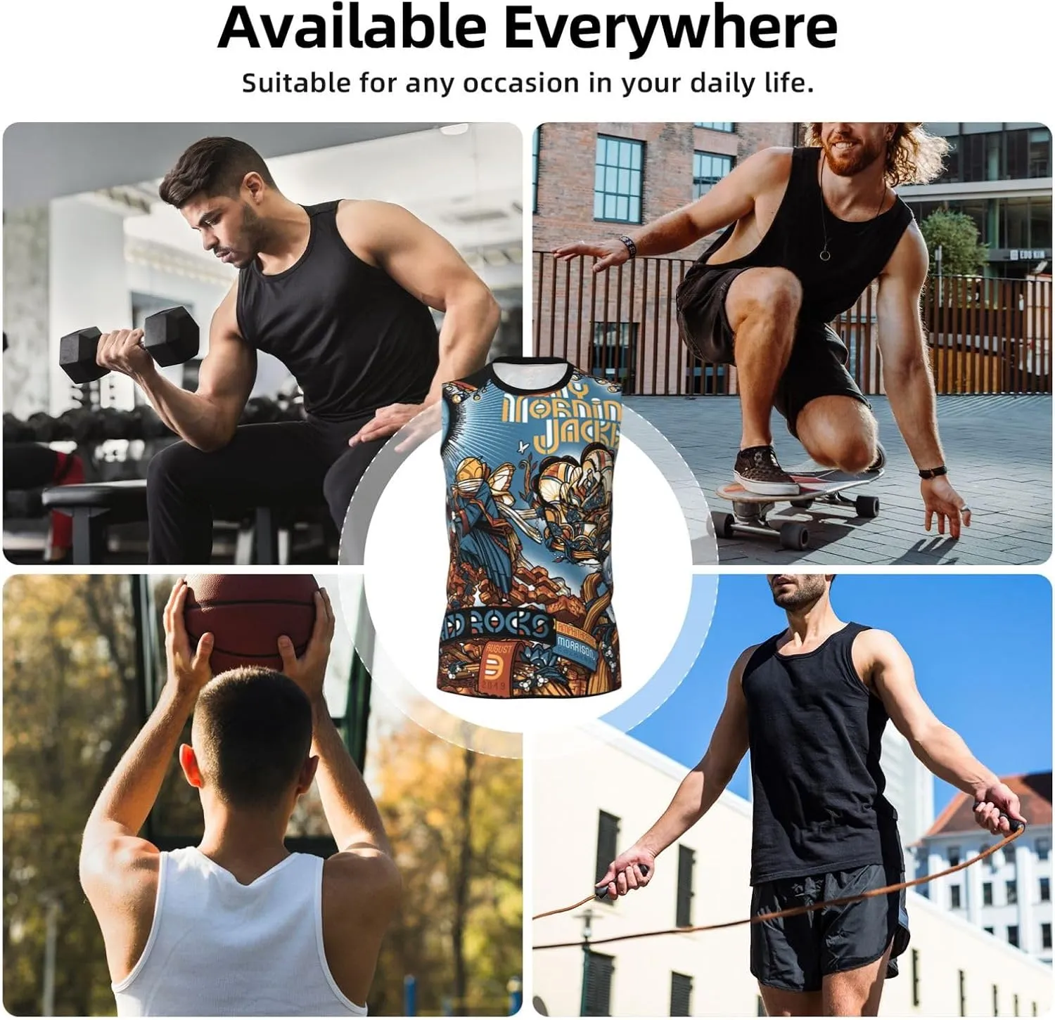 My Music Morning Jacket Men's Quick Dry Workout Tank Tops Sleeveless Moisture Wicking Muscle T-Shirts Breathable Vest