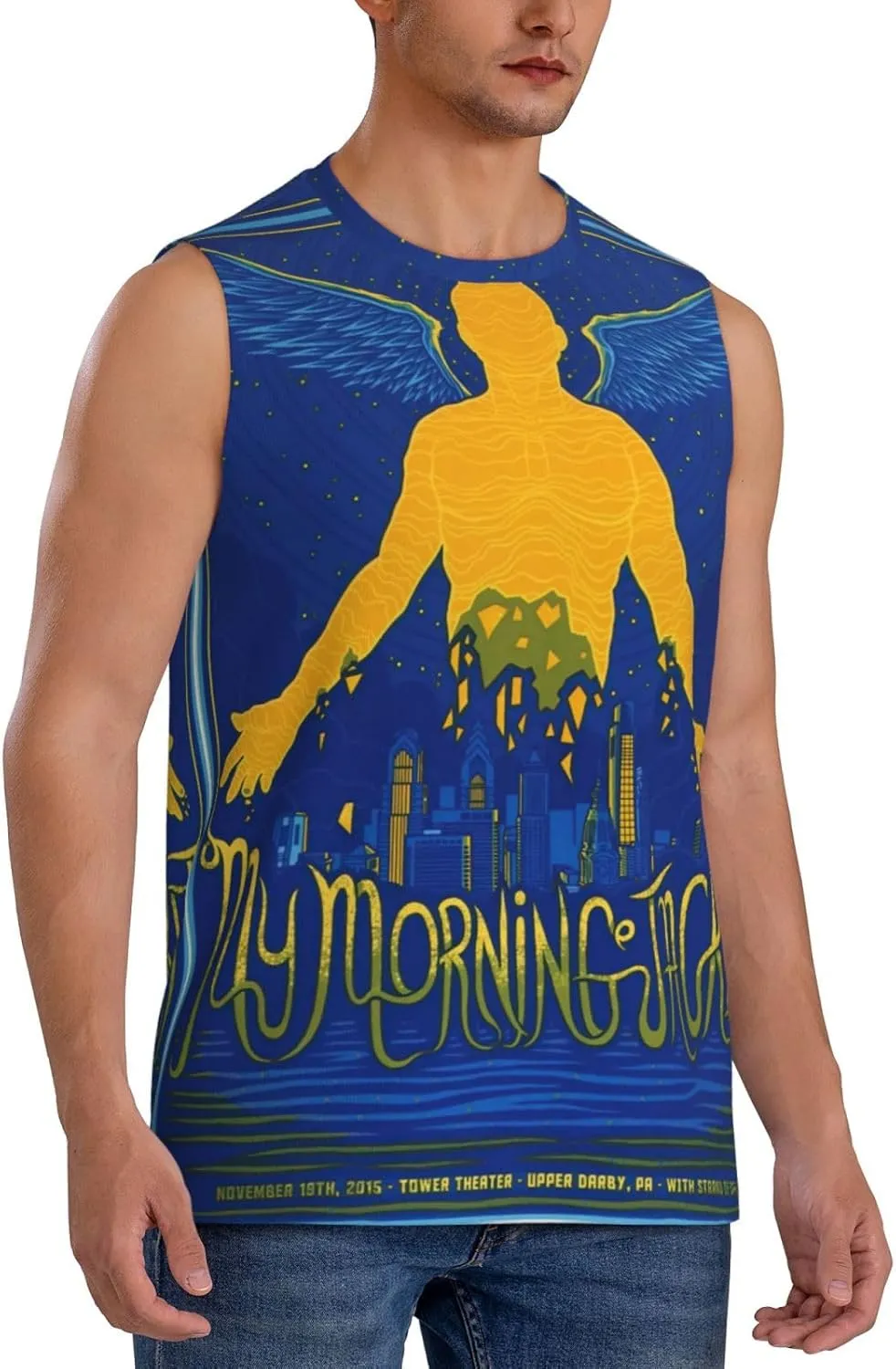 My Music Morning Jacket Men's Quick Dry Workout Tank Tops Sleeveless Moisture Wicking Muscle T-Shirts Breathable Vest