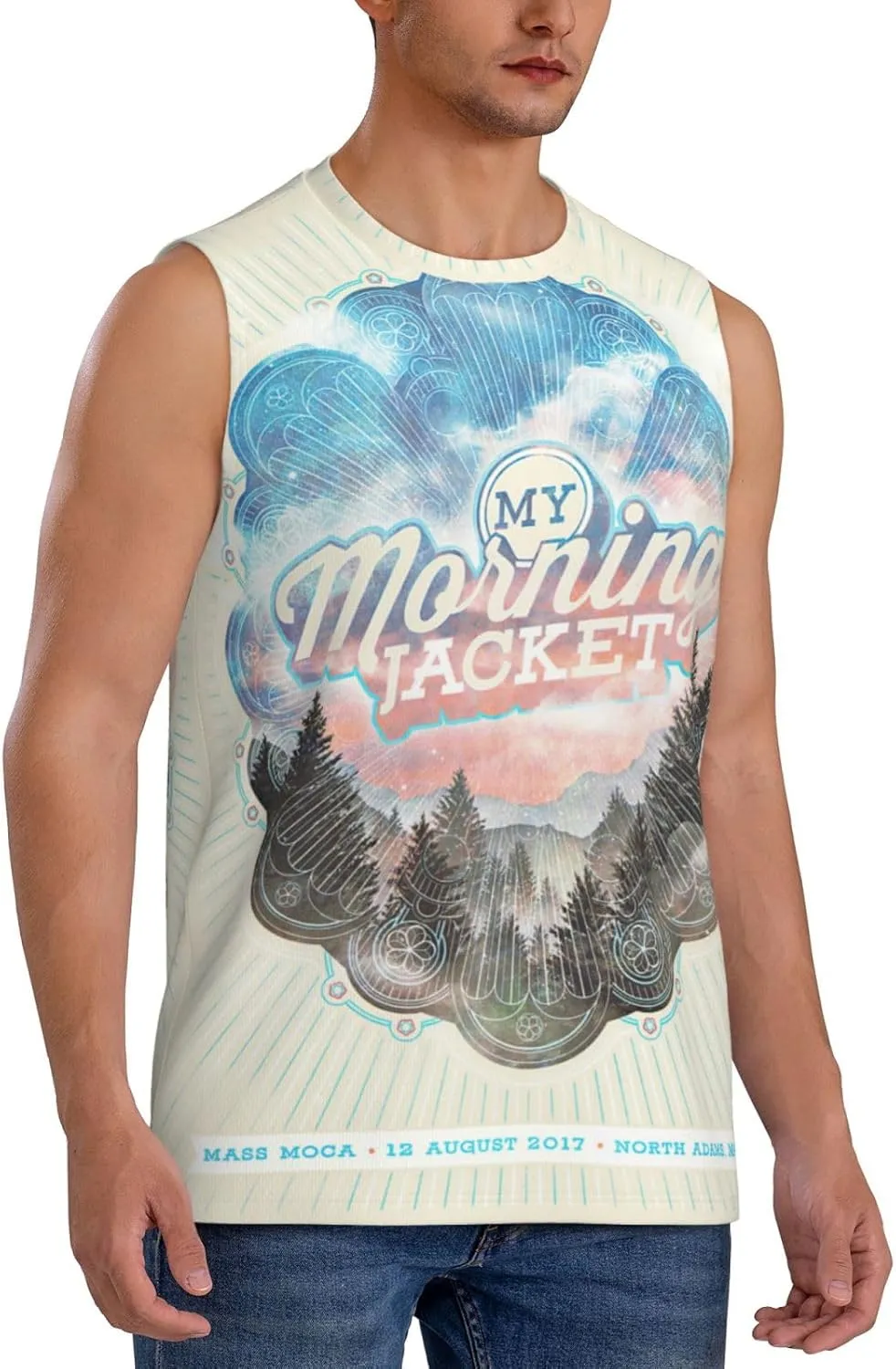 My Music Morning Jacket Men's Quick Dry Workout Tank Tops Sleeveless Moisture Wicking Muscle T-Shirts Breathable Vest