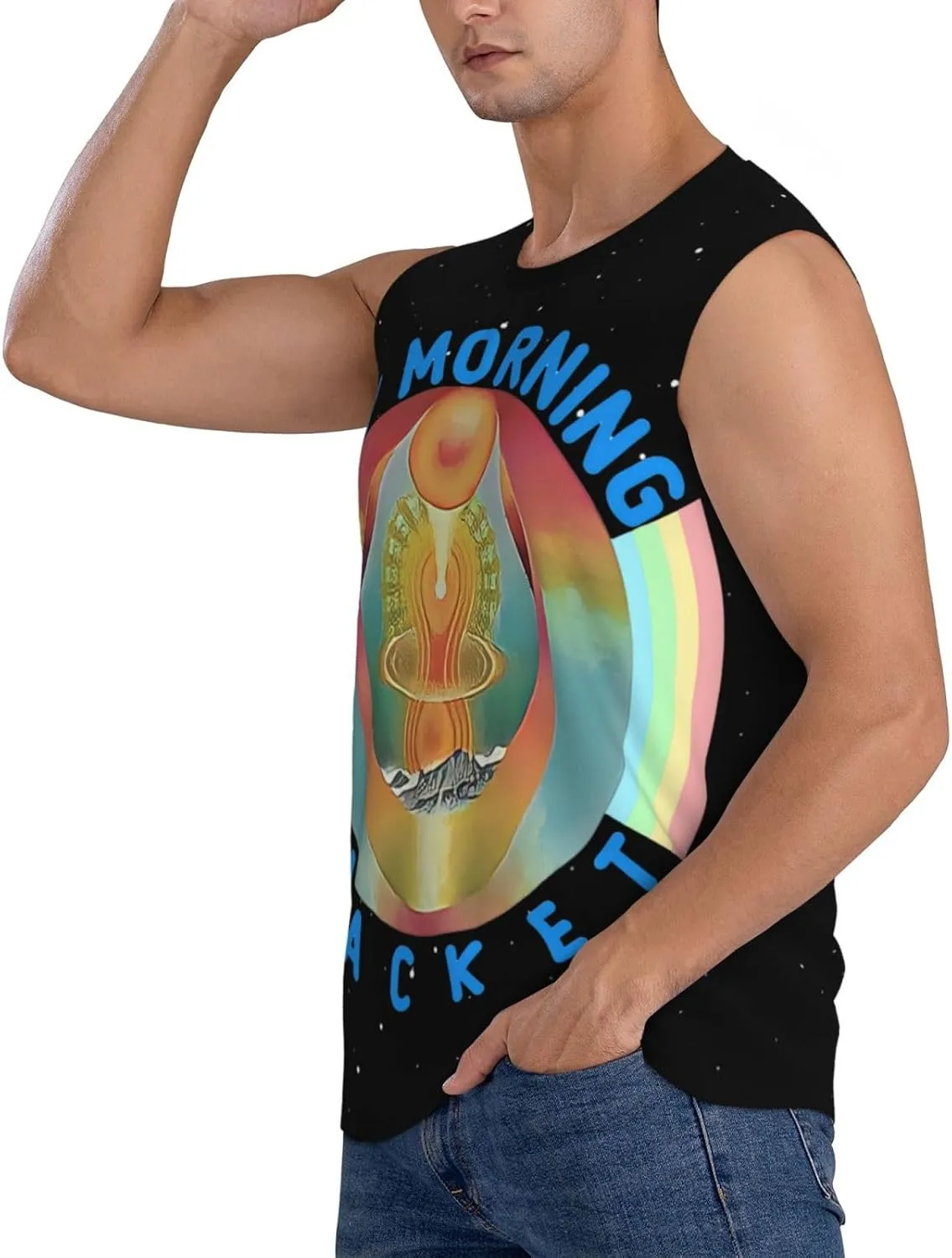My Music Morning Jacket Men's Quick Dry Workout Tank Tops Sleeveless Moisture Wicking Muscle T-Shirts Breathable Vest