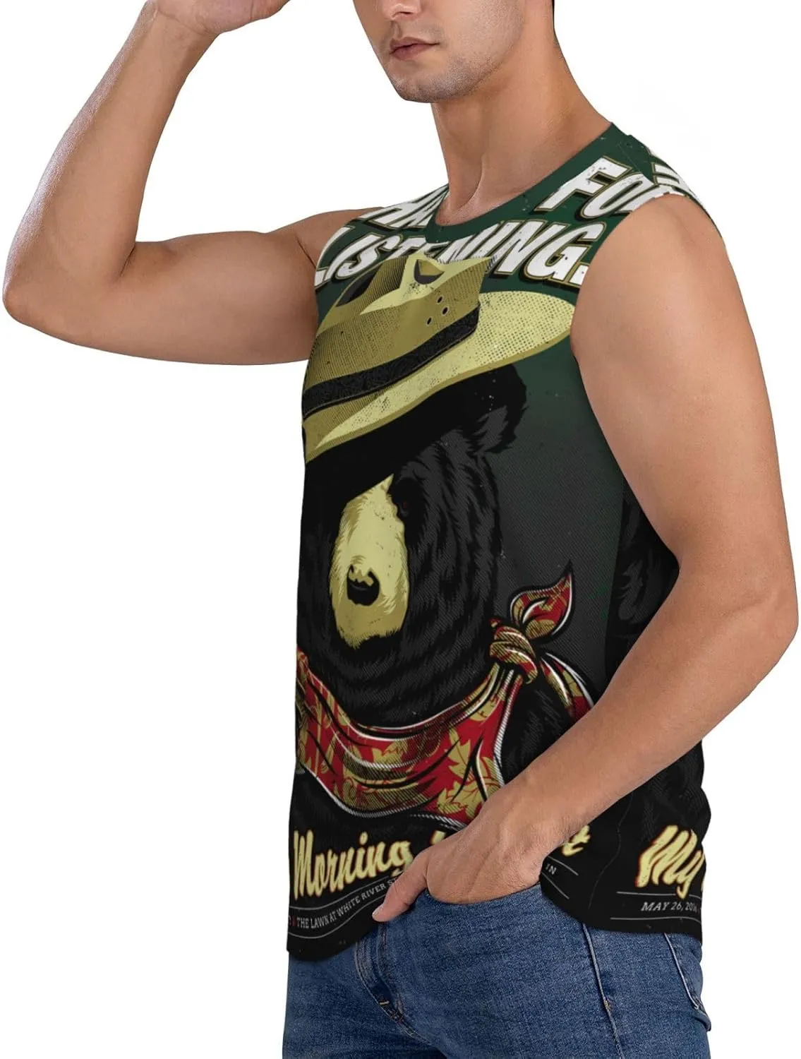My Music Morning Jacket Men's Quick Dry Workout Tank Tops Sleeveless Moisture Wicking Muscle T-Shirts Breathable Vest