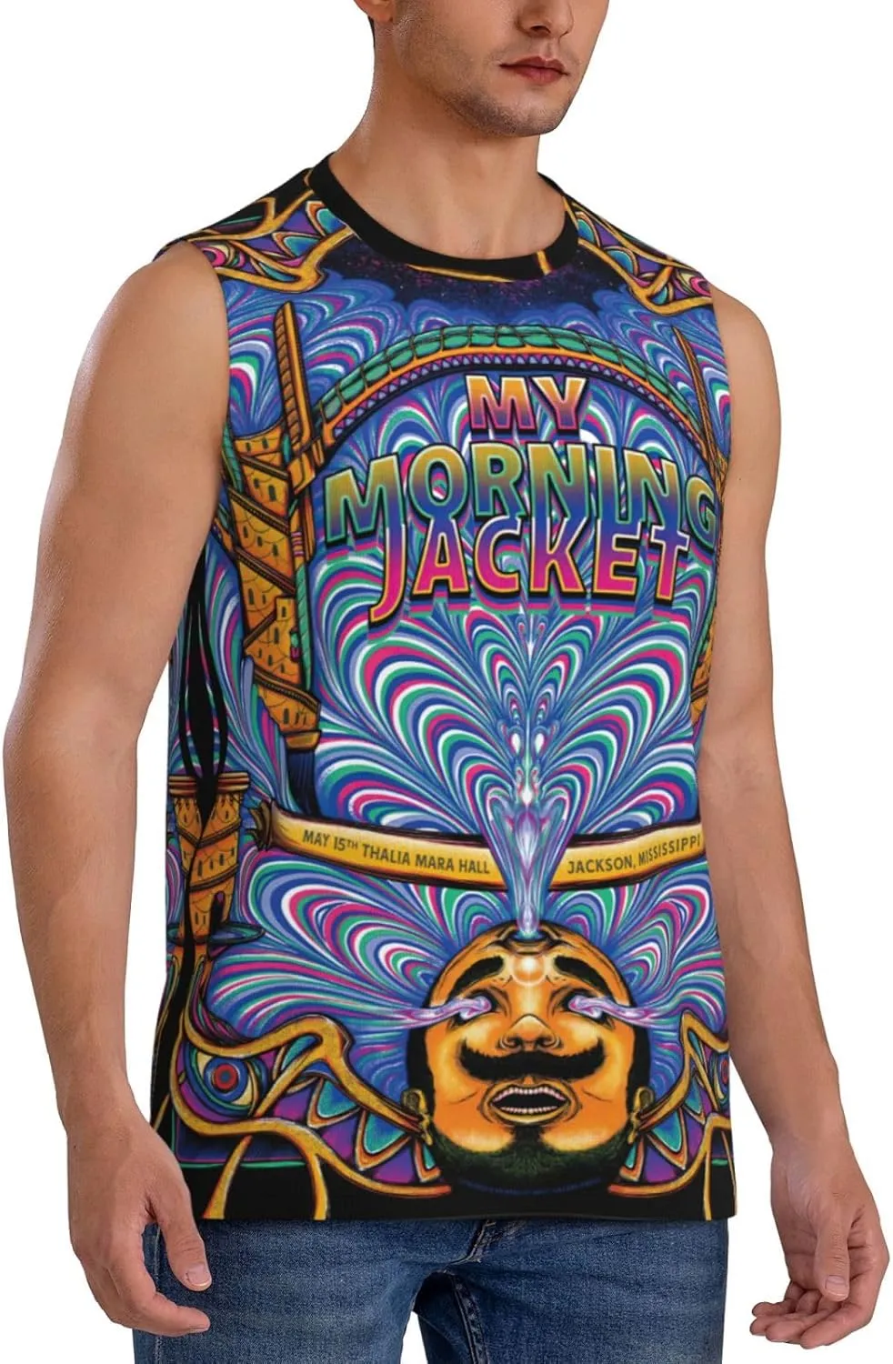 My Music Morning Jacket Men's Quick Dry Workout Tank Tops Sleeveless Moisture Wicking Muscle T-Shirts Breathable Vest