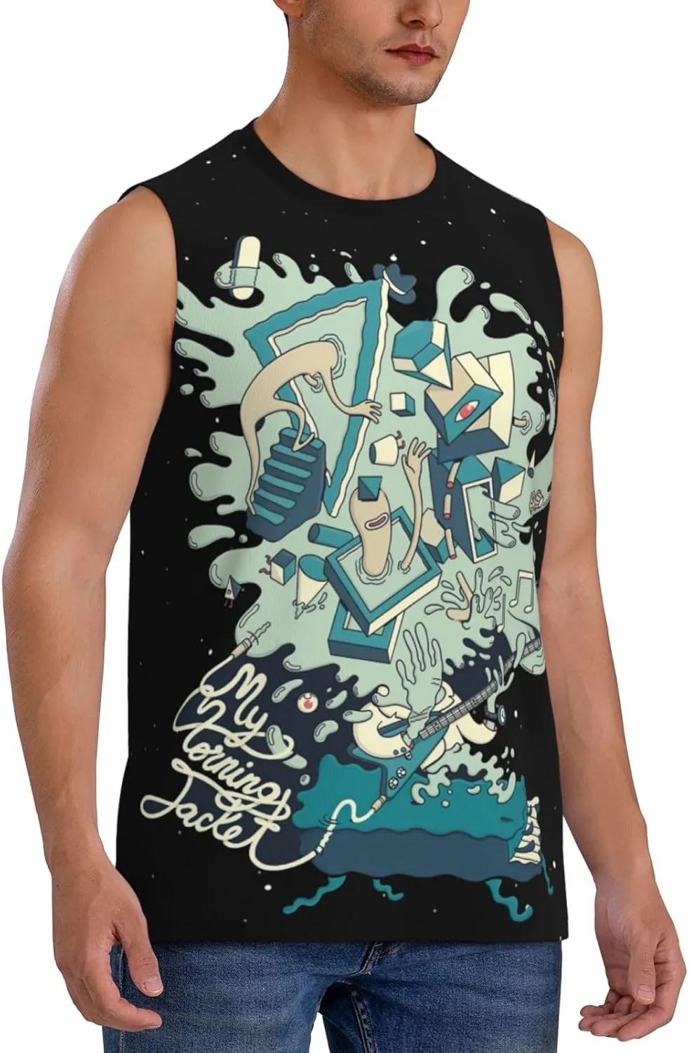 My Music Morning Jacket Men's Quick Dry Workout Tank Tops Sleeveless Moisture Wicking Muscle T-Shirts Breathable Vest
