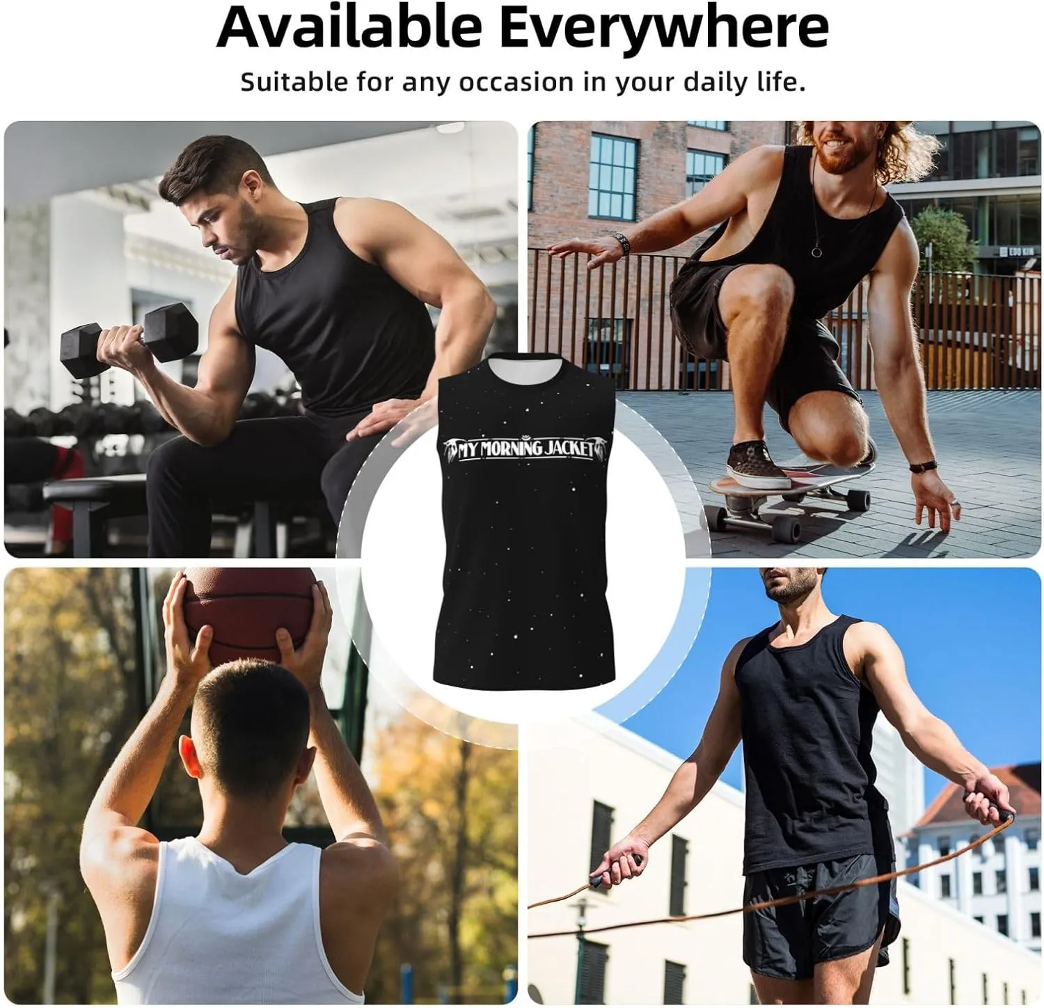 My Music Morning Jacket Men's Quick Dry Workout Tank Tops Sleeveless Moisture Wicking Muscle T-Shirts Breathable Vest