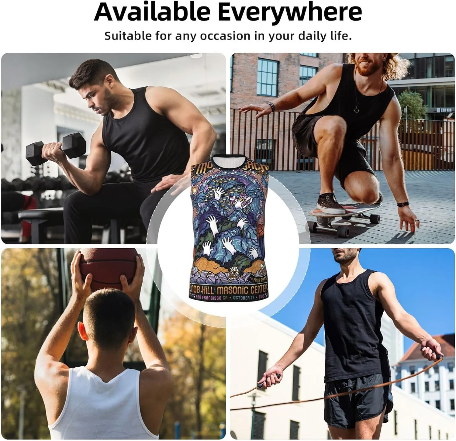 My Music Morning Jacket Men's Quick Dry Workout Tank Tops Sleeveless Moisture Wicking Muscle T-Shirts Breathable Vest