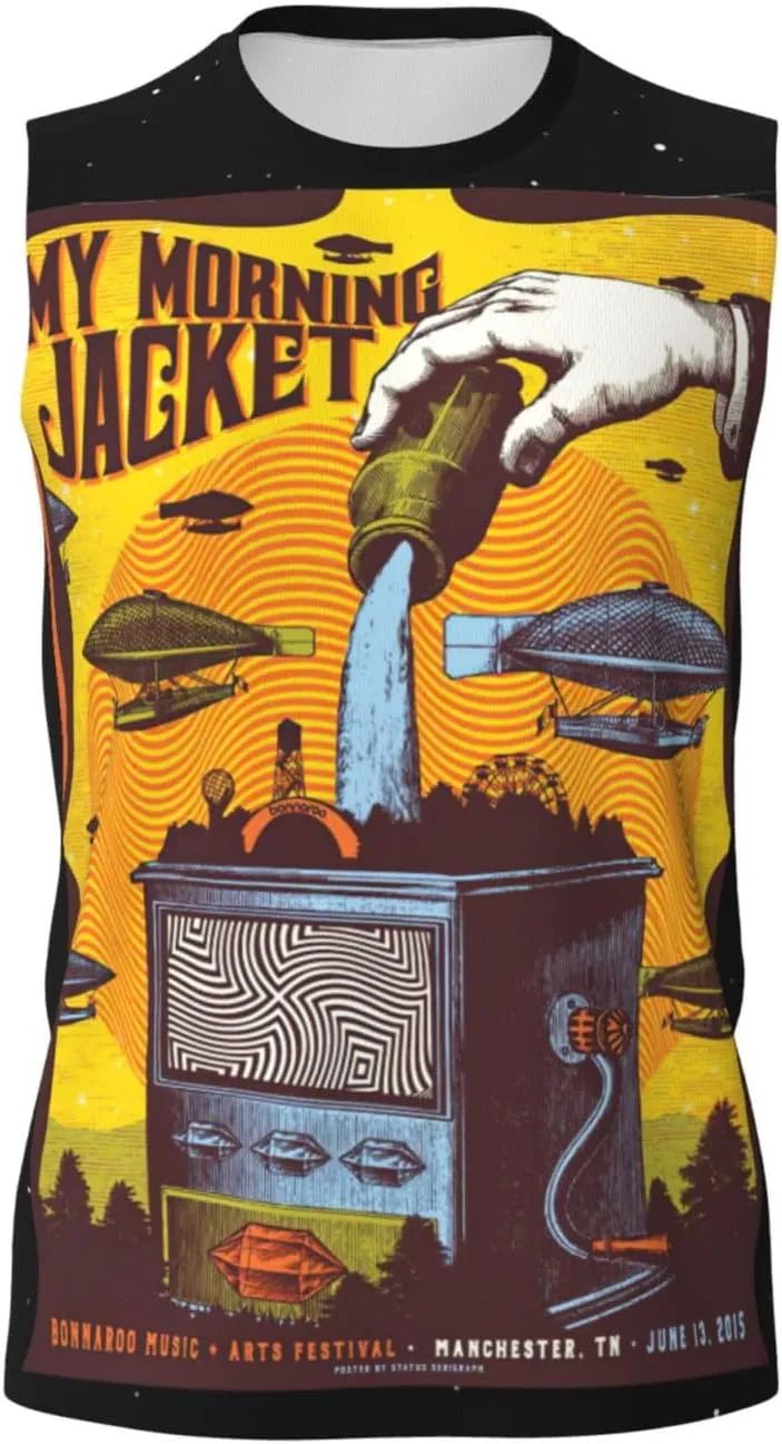 My Music Morning Jacket Men's Quick Dry Workout Tank Tops Sleeveless Moisture Wicking Muscle T-Shirts Breathable Vest