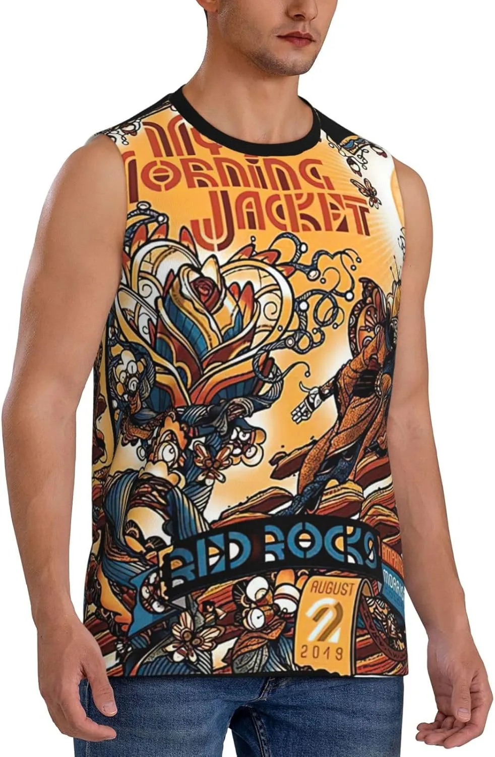My Music Morning Jacket Men's Quick Dry Workout Tank Tops Sleeveless Moisture Wicking Muscle T-Shirts Breathable Vest