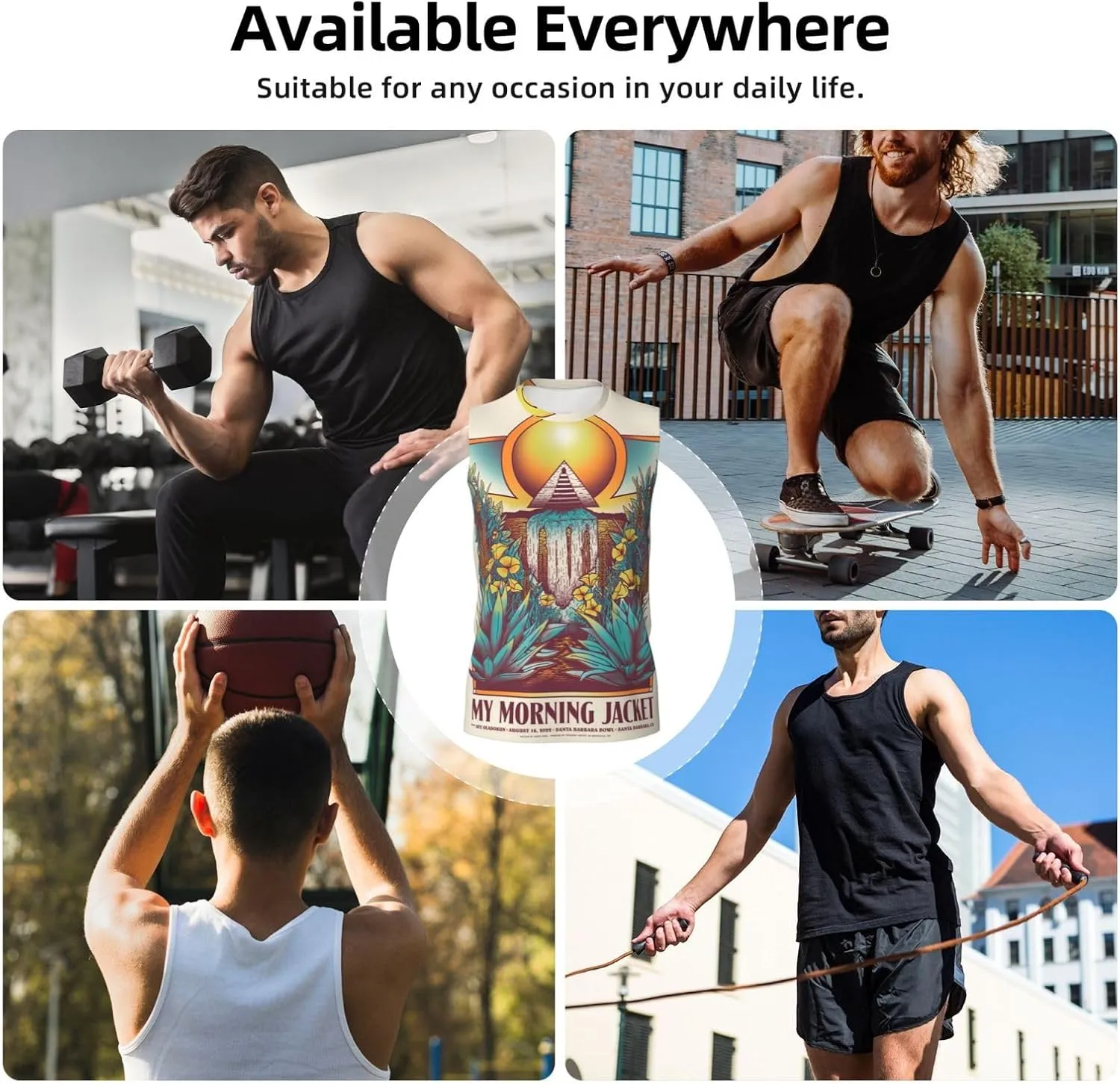 My Music Morning Jacket Men's Quick Dry Workout Tank Tops Sleeveless Moisture Wicking Muscle T-Shirts Breathable Vest