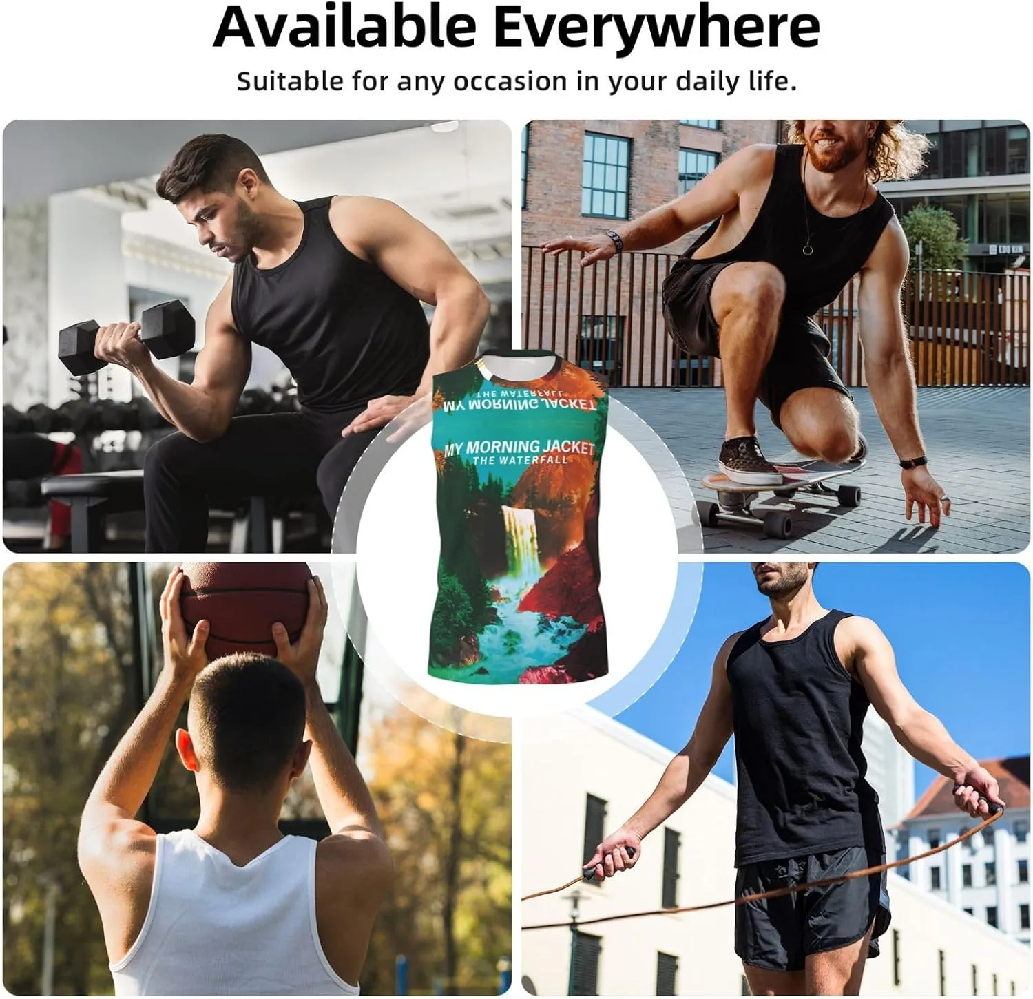 My Music Morning Jacket Men's Quick Dry Workout Tank Tops Sleeveless Moisture Wicking Muscle T-Shirts Breathable Vest