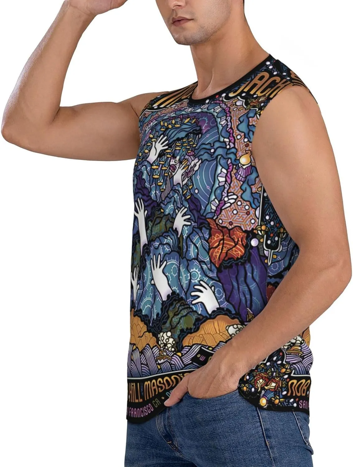 My Music Morning Jacket Men's Quick Dry Workout Tank Tops Sleeveless Moisture Wicking Muscle T-Shirts Breathable Vest
