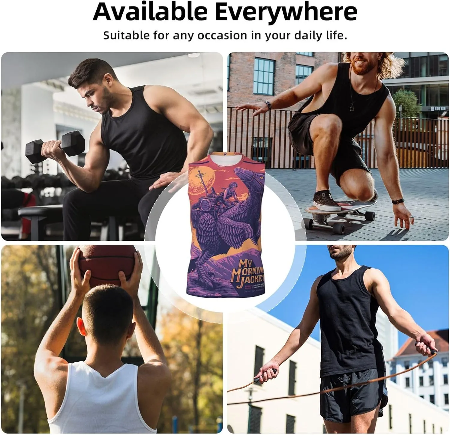 My Music Morning Jacket Men's Quick Dry Workout Tank Tops Sleeveless Moisture Wicking Muscle T-Shirts Breathable Vest