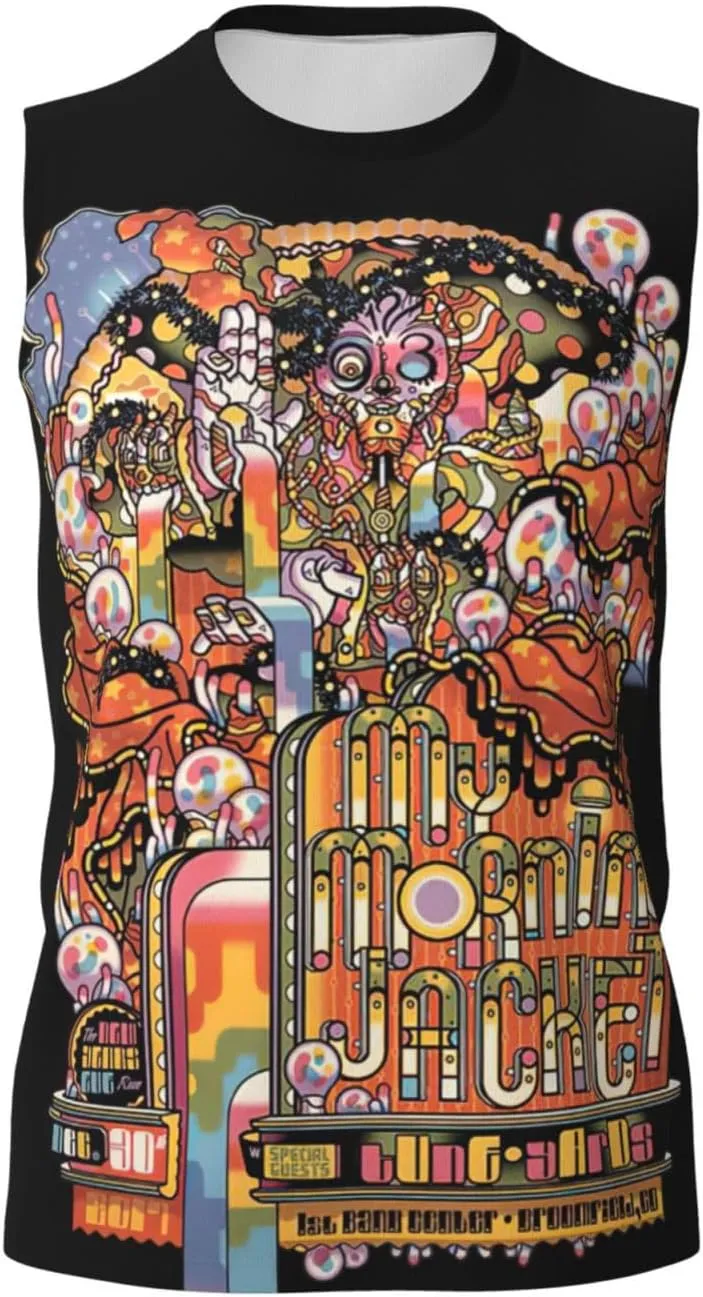 My Music Morning Jacket Men's Quick Dry Workout Tank Tops Sleeveless Moisture Wicking Muscle T-Shirts Breathable Vest