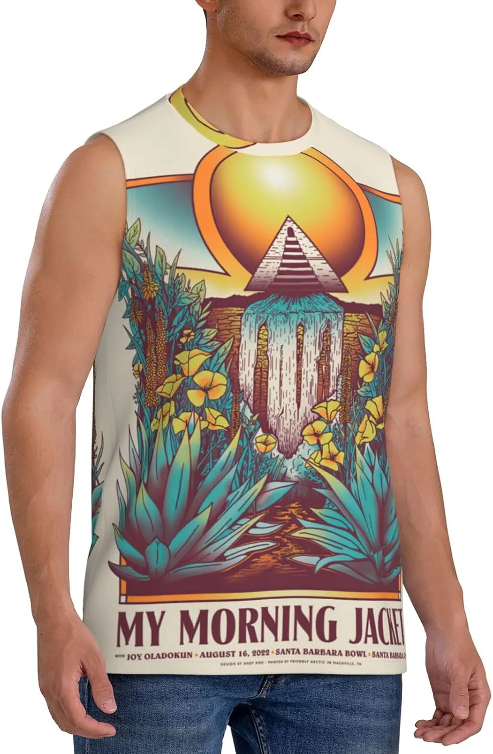 My Music Morning Jacket Men's Quick Dry Workout Tank Tops Sleeveless Moisture Wicking Muscle T-Shirts Breathable Vest