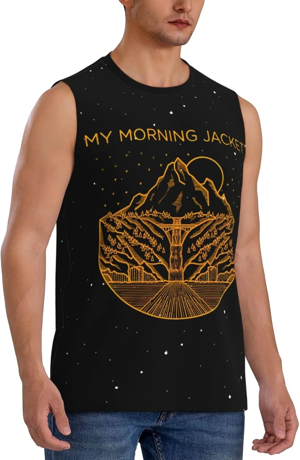 My Music Morning Jacket Men's Quick Dry Workout Tank Tops Sleeveless Moisture Wicking Muscle T-Shirts Breathable Vest