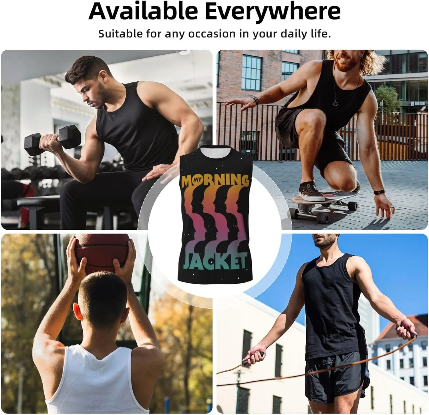 My Music Morning Jacket Men's Quick Dry Workout Tank Tops Sleeveless Moisture Wicking Muscle T-Shirts Breathable Vest