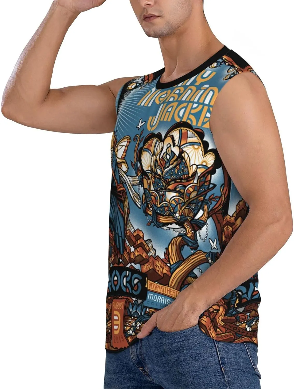 My Music Morning Jacket Men's Quick Dry Workout Tank Tops Sleeveless Moisture Wicking Muscle T-Shirts Breathable Vest