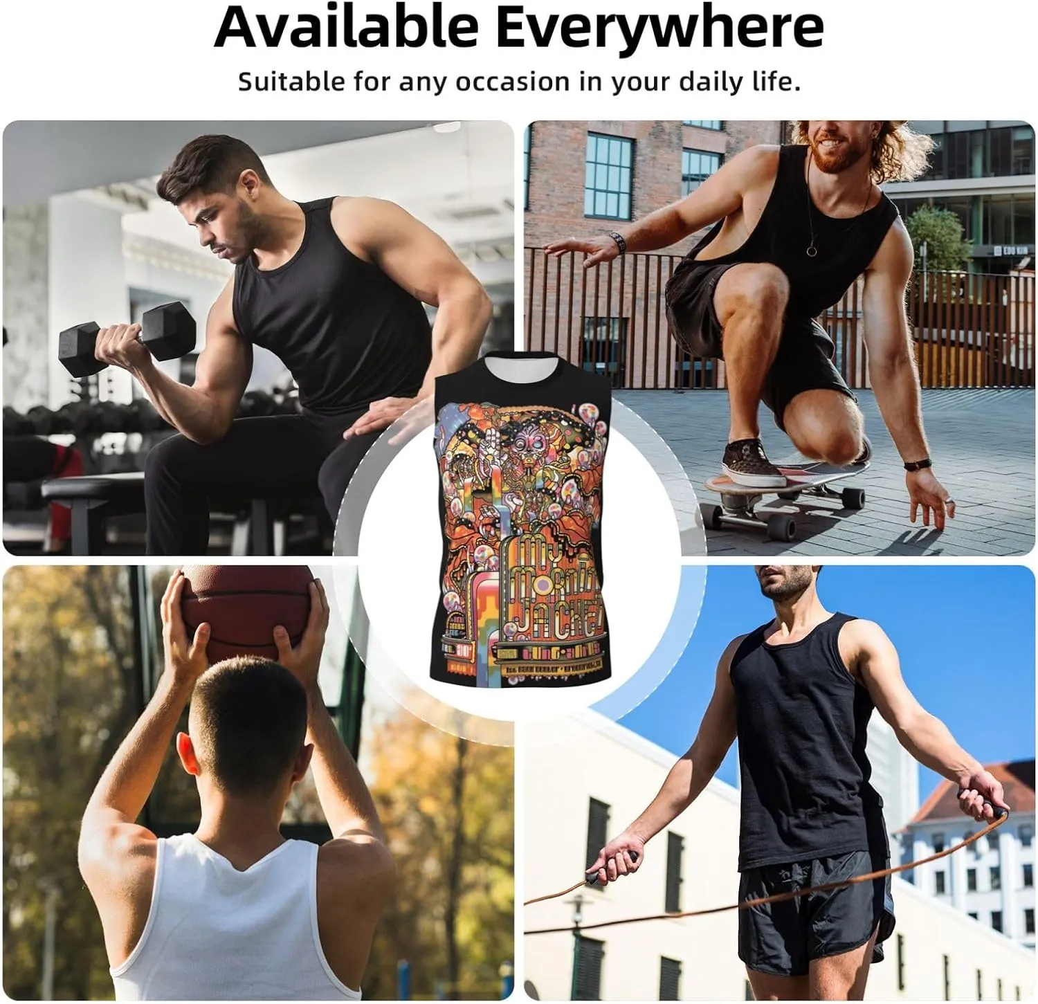 My Music Morning Jacket Men's Quick Dry Workout Tank Tops Sleeveless Moisture Wicking Muscle T-Shirts Breathable Vest