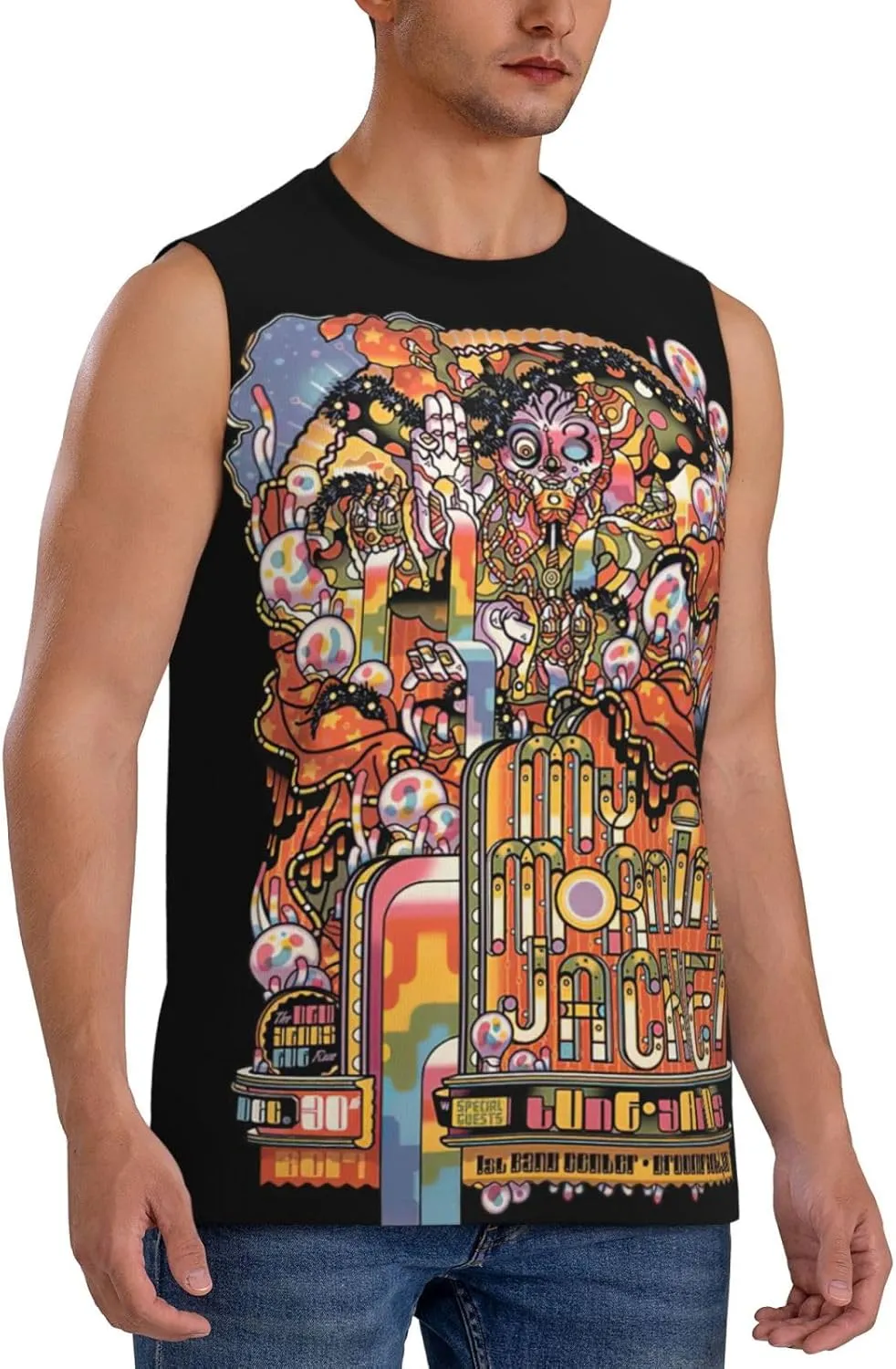 My Music Morning Jacket Men's Quick Dry Workout Tank Tops Sleeveless Moisture Wicking Muscle T-Shirts Breathable Vest