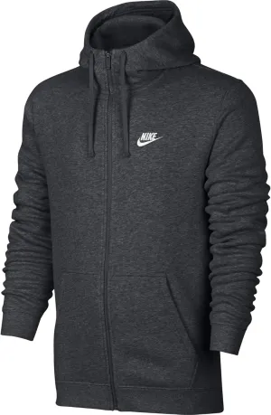 Nike Men's Sportswear Full Zip Club Hoodie, Charcoal Heather/Charcoal Heather/White, X-Large Tall