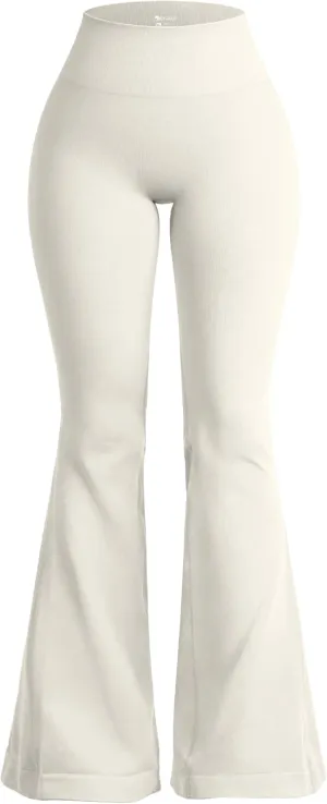 OQQ Women's Flared Pants High Waisted Yoga Leggings Stretchy Bell Buttom Wide Leg