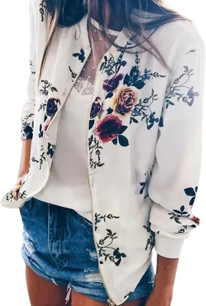 Outwear Retro Womens Jacket Zipper Up Floral Coat Ladies Casual Women's Coat Red Long Jackets for Women