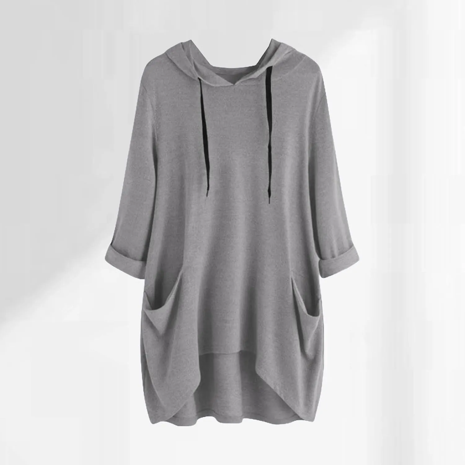 Oversized Hoodie Dress for Women Casual Drawstring Long Sweatshirt with Pocket Hooded Mini Sweatshirt Dress