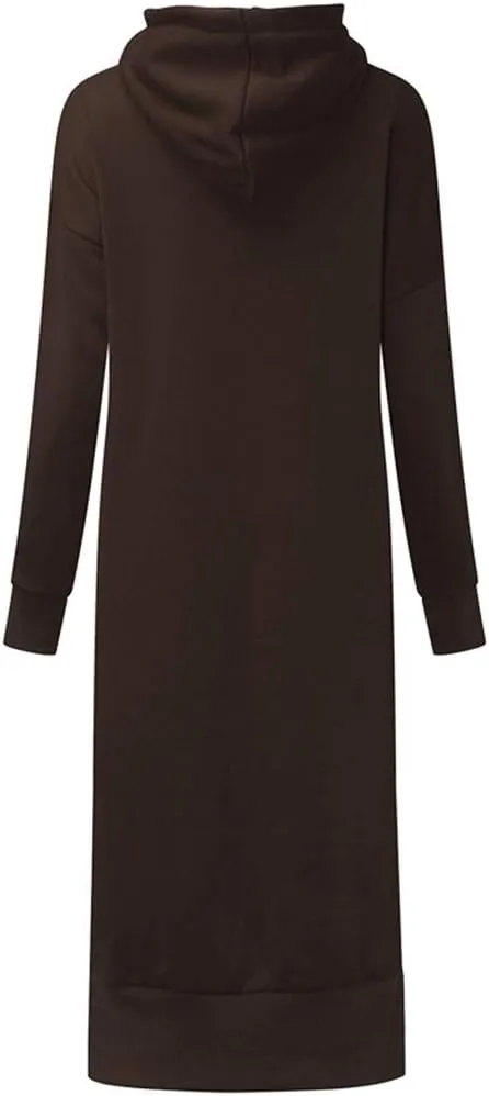 Oversized Hoodie Dress for Women Oversized Casual Hooded Pullover Long Sleeve Drawstring Hoodies Dress Pockets